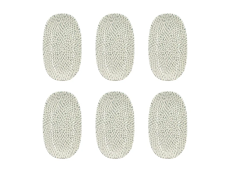 Novastyl - Lot 6 Assiettes Ovales Jasmin 23.5x13.5cm En Porcelaine Blanc