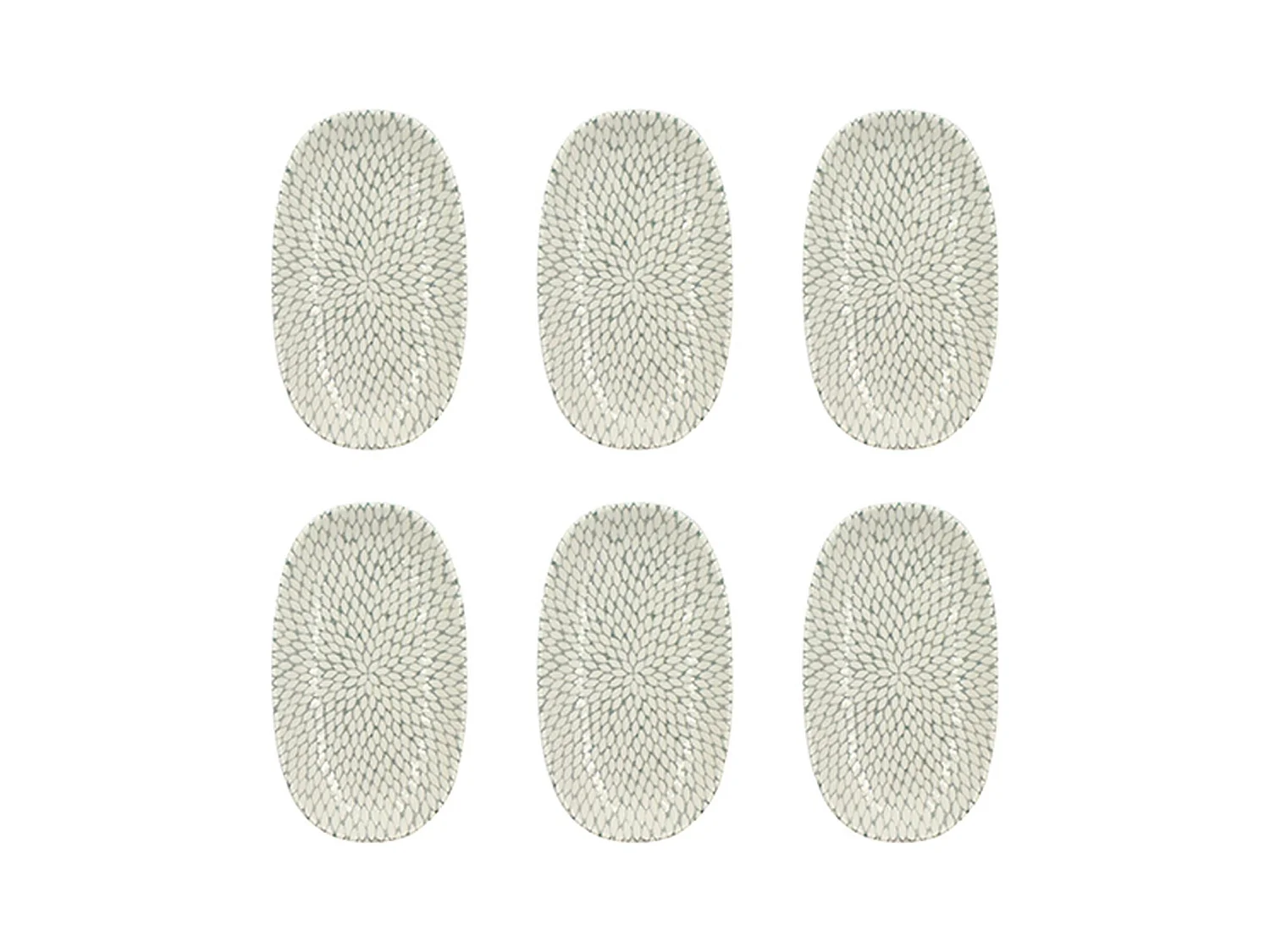 Novastyl - Lot 6 Assiettes Ovales Jasmin 23.5x13.5cm En Porcelaine Blanc