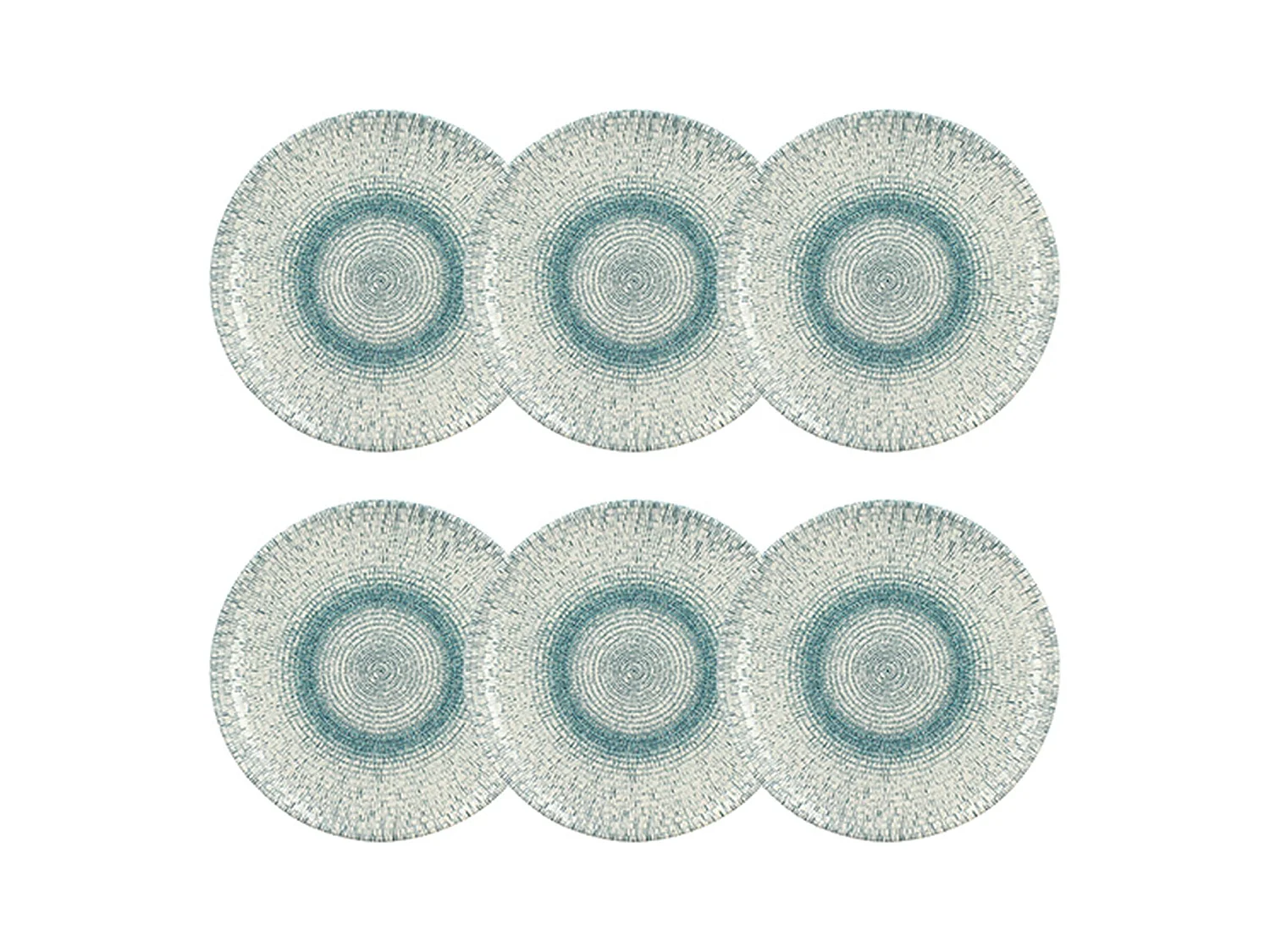 Novastyl - Lot 6 Assiettes Plates Aqua 27cm En Porcelaine Blanc Et Bleu