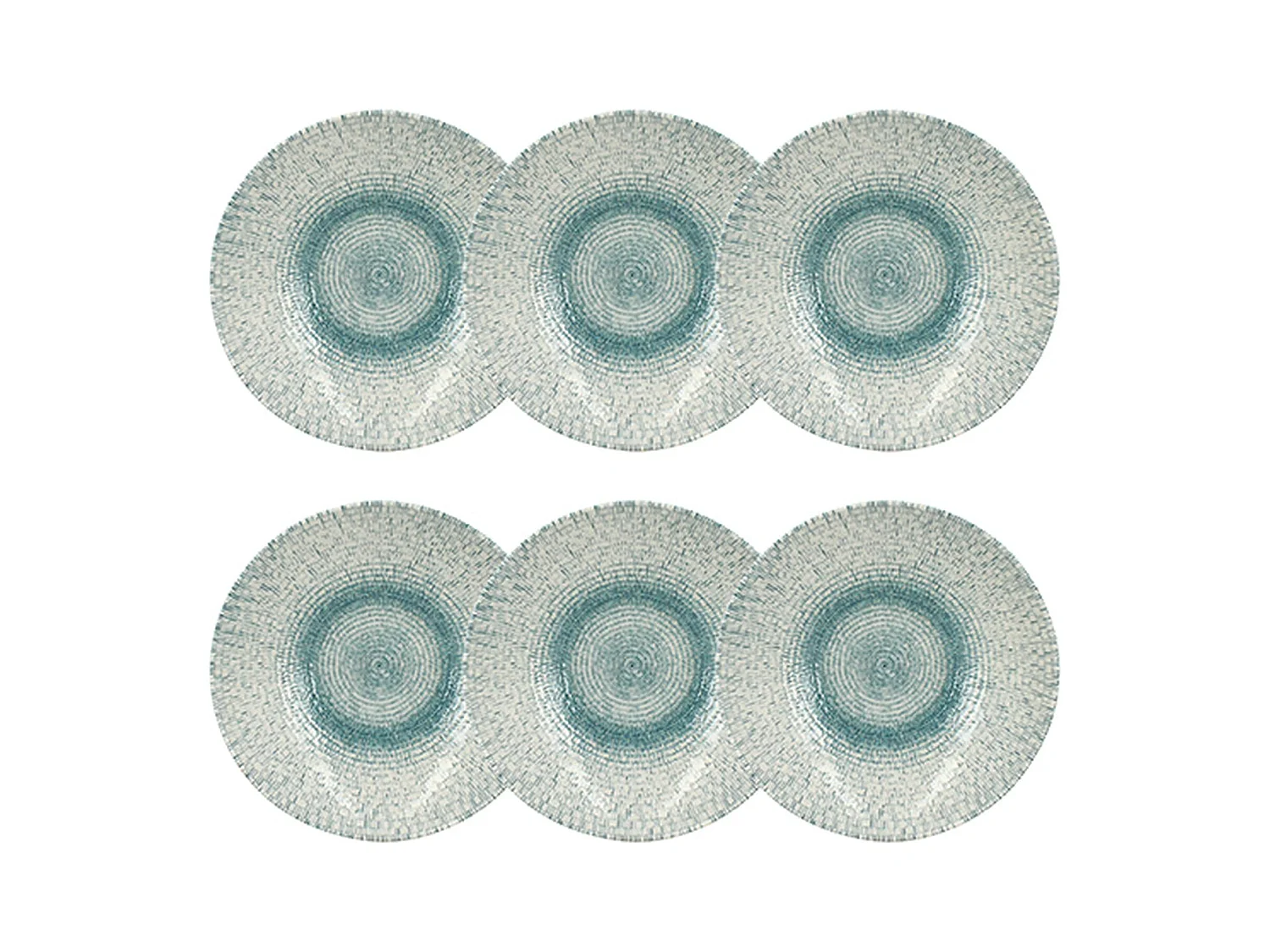 Novastyl - Lot 6 Assiettes Creuses Aqua 21cm En Porcelaine Blanc Et Bleu