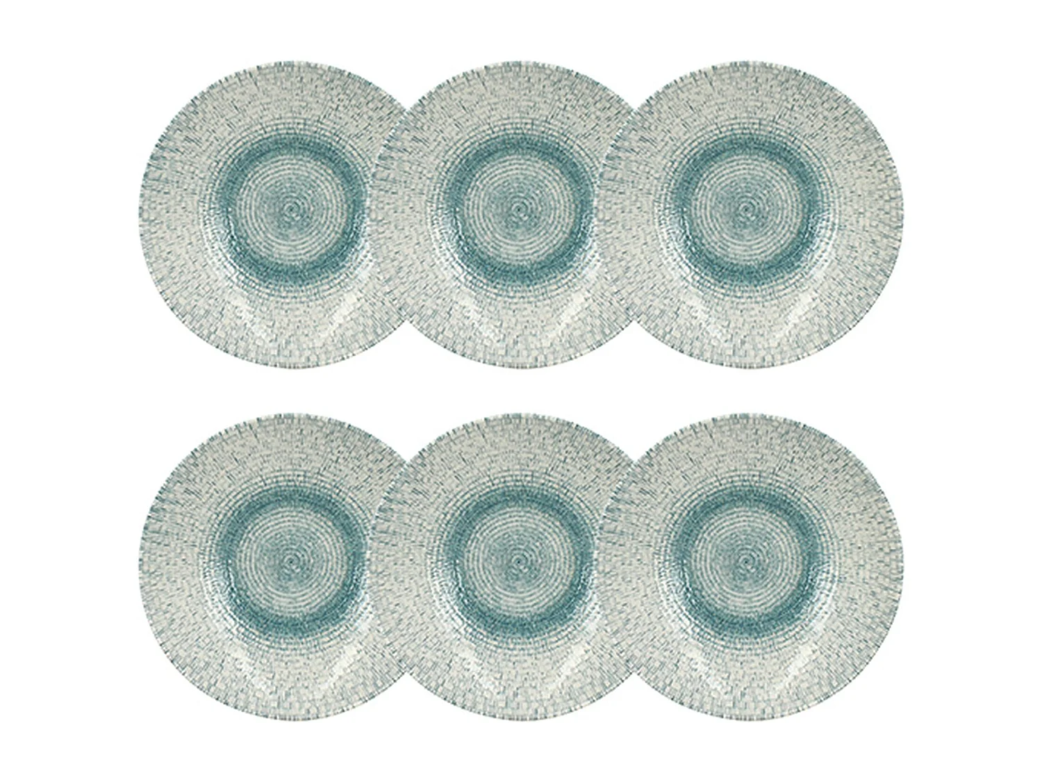 Novastyl - Lot 6 Assiettes Creuses Aqua 21cm En Porcelaine Blanc Et Bleu