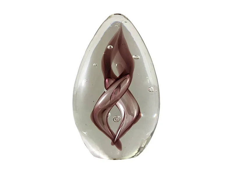 Presse papier sulfure en verre mauve 9.5 x 6.5 cm