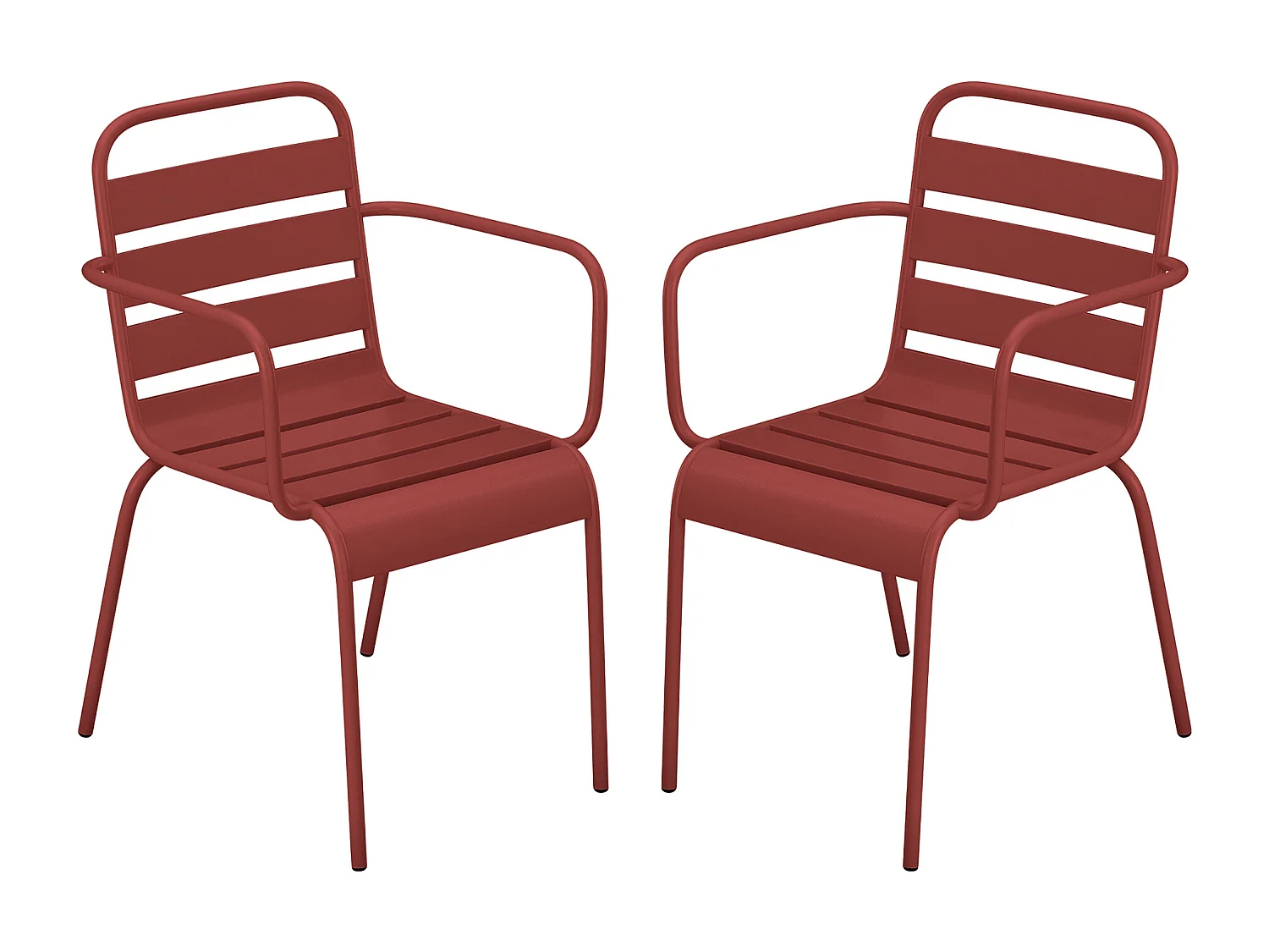 Lot de 2 fauteuils de jardin empilables en métal - Rouge - MIRMANDE de MYLIA