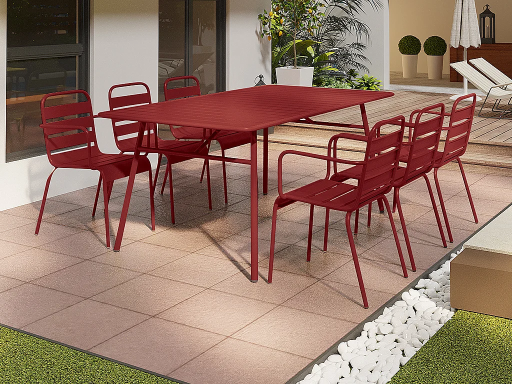 Lot de 2 fauteuils de jardin empilables en métal - Rouge - MIRMANDE de MYLIA