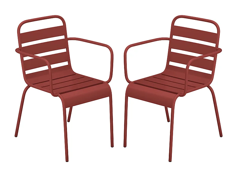 2er Set Gartenfauteuils stapelbar - Metall - Rot - MIRMANDE von MYLIA