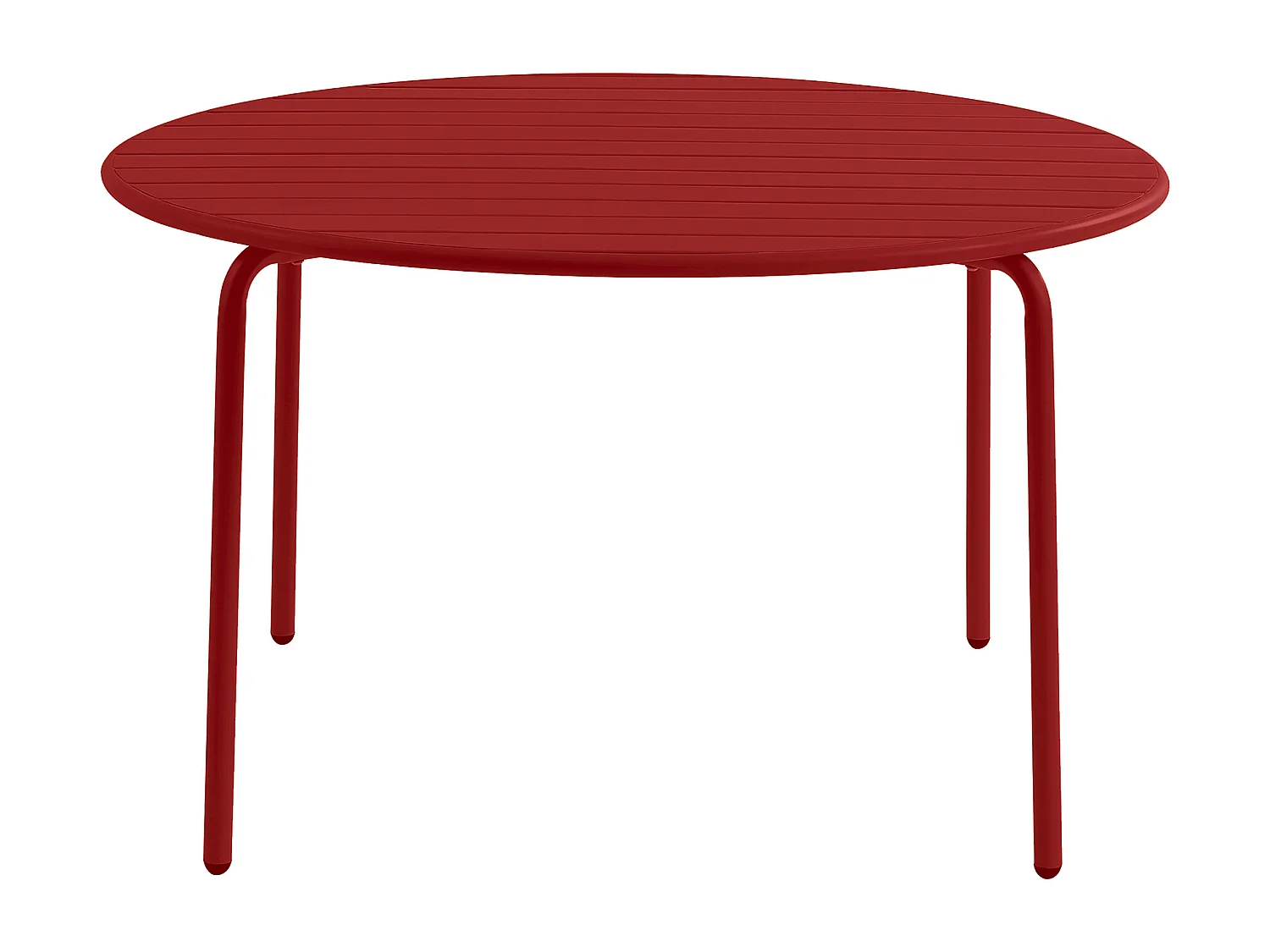 Salle à manger de jardin en métal - une table D.110 cm et 4 fauteuils empilables - Rouge - MIRMANDE de MYLIA