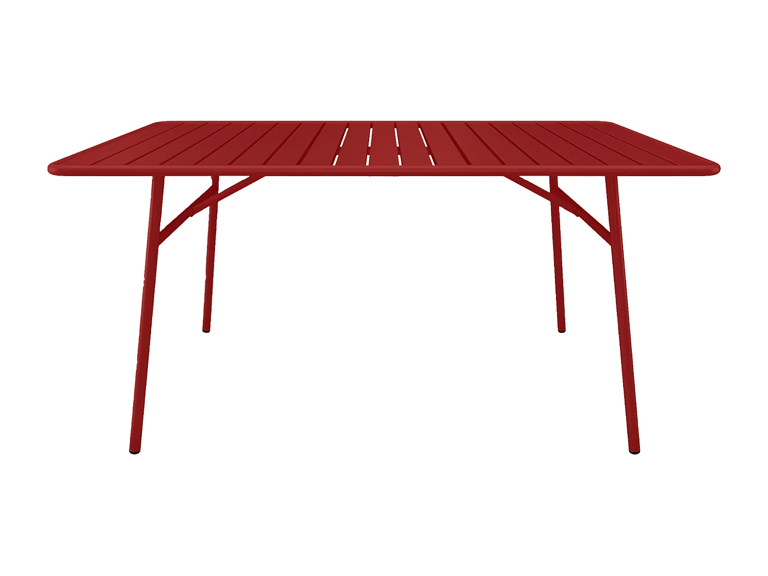 Salle à manger de jardin en métal - une table L.160 cm avec 2 fauteuils empilables et 4 chaises empilables - Rouge - MIRMANDE de MYLIA