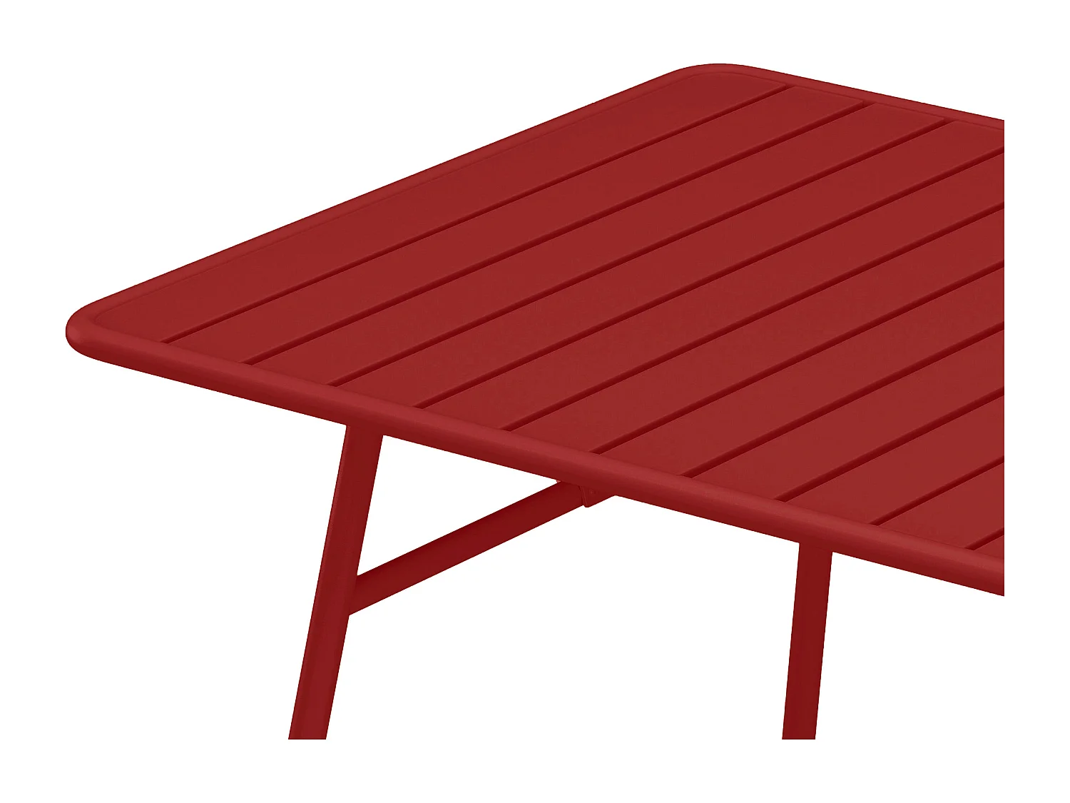 Salle à manger de jardin en métal - une table L.160 cm avec 2 fauteuils empilables et 4 chaises empilables - Rouge - MIRMANDE de MYLIA