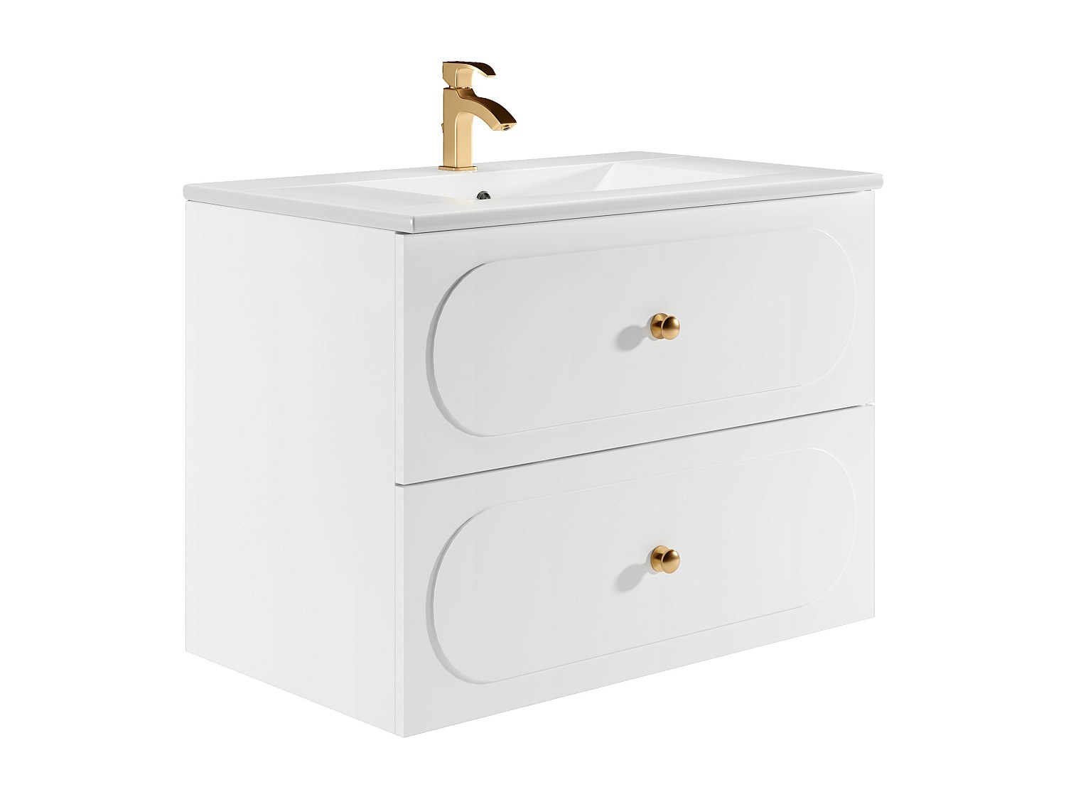 Badezimmermöbel hängend mit Einbauwaschbecken - Weiß - 80 cm - SATOBAL günstig online kaufen