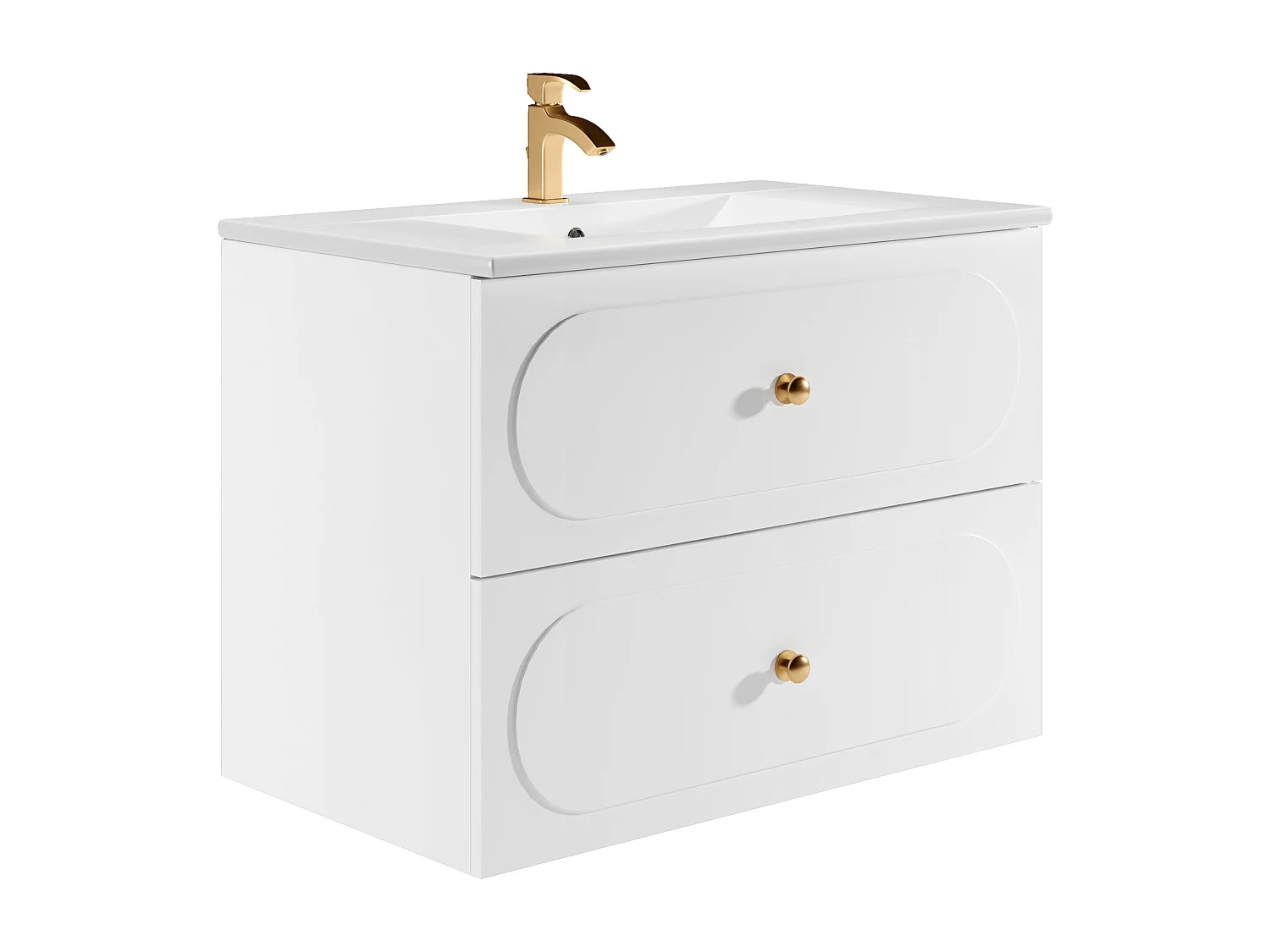 Szafka łazienkowa wisząca  z umywalką do zabudowy - Biała - 80 cm - SATOBAL