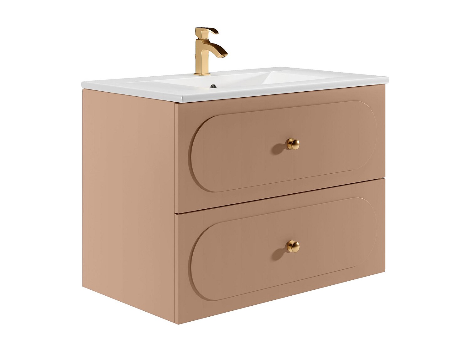 Badezimmermöbel hängend mit Einbauwaschbecken - Altrosa - 80 cm - SATOBAL günstig online kaufen