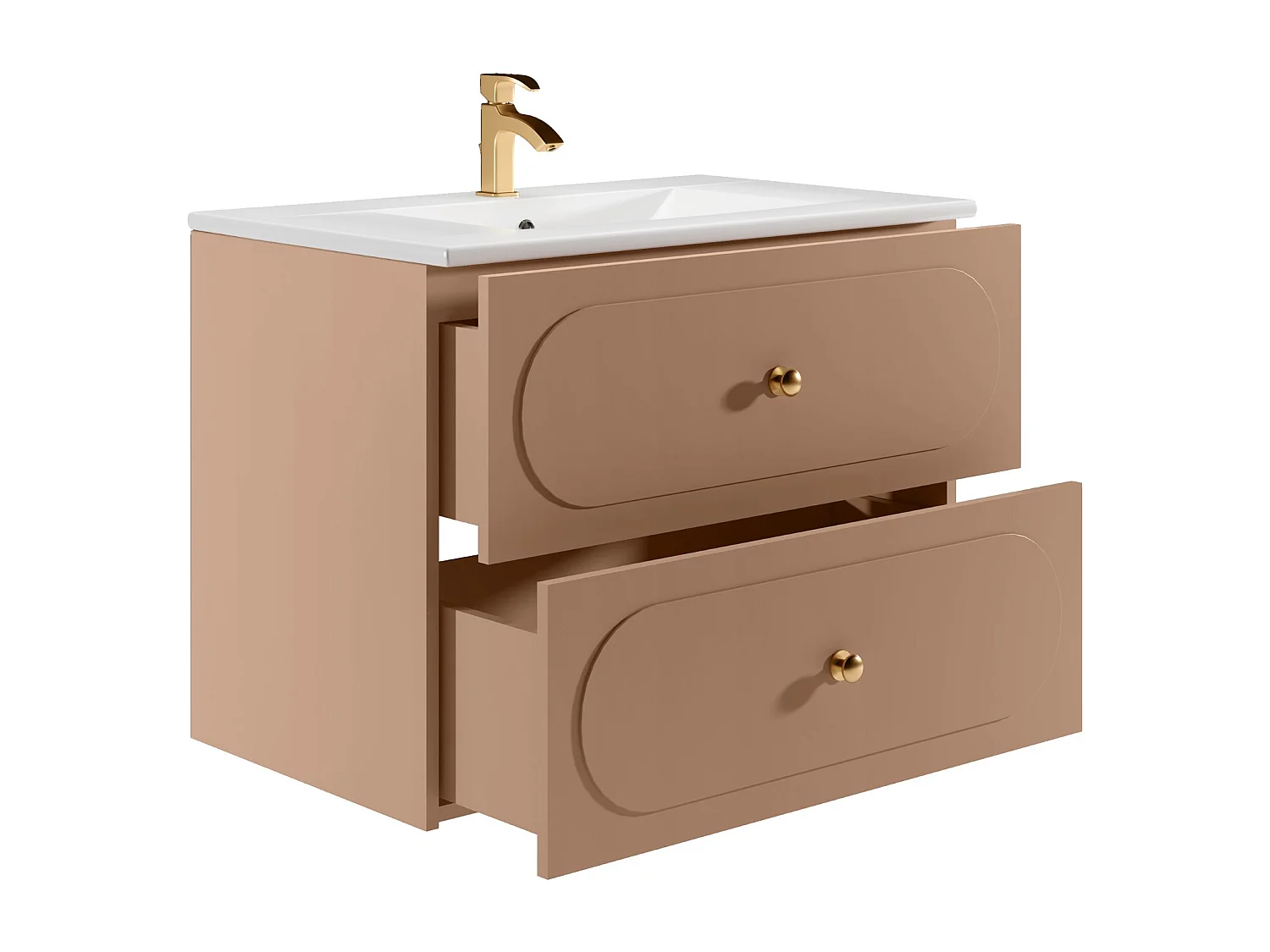 Wiszące meble łazienkowe z umywalką nablatową - Stary róż - 80 cm - SATOBAL