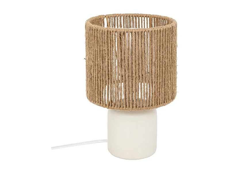 Lampe à Poser en Céramique "Koby" 24cm Blanc & Naturel