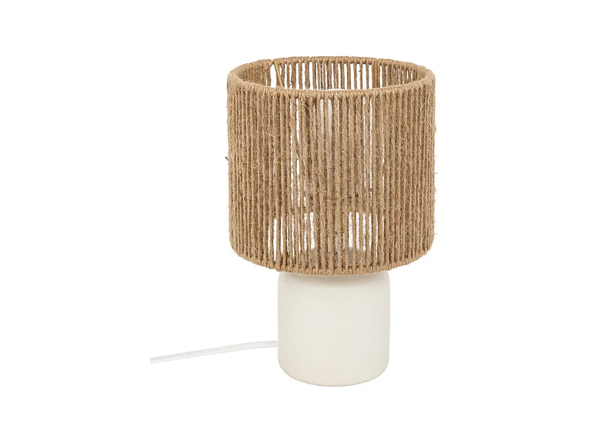 Lampe à Poser en Céramique "Koby" 24cm Blanc & Naturel