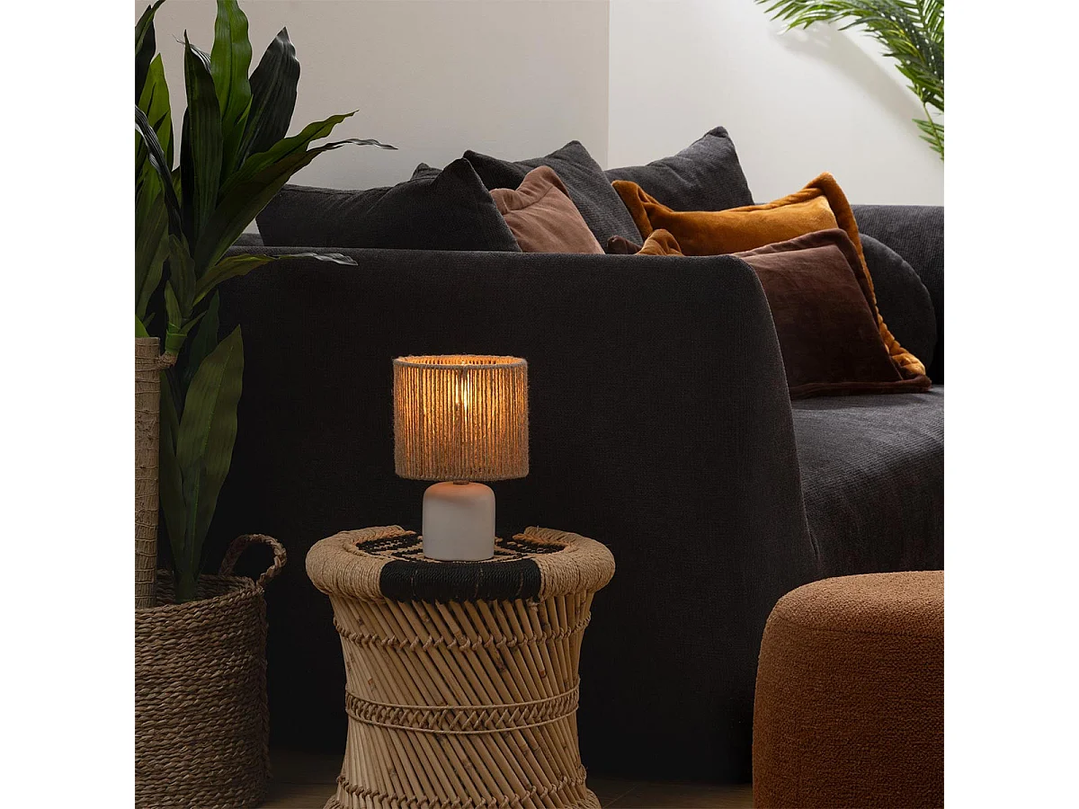 Lampe à Poser en Céramique "Koby" 24cm Blanc & Naturel