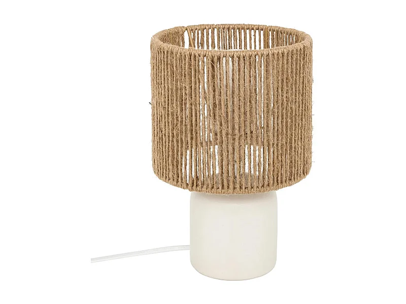 Lampe à Poser en Céramique "Koby" 24cm Blanc & Naturel