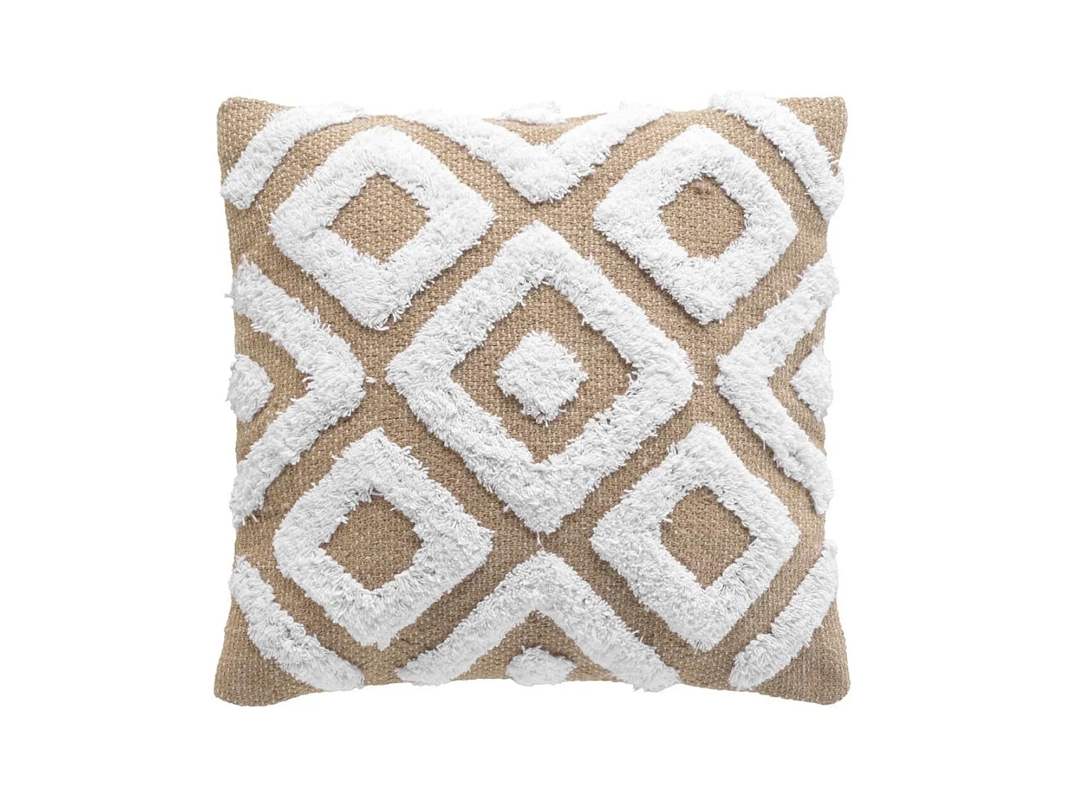 Housse de Coussin Tufté en Jute "Damia" 40x40cm Marron