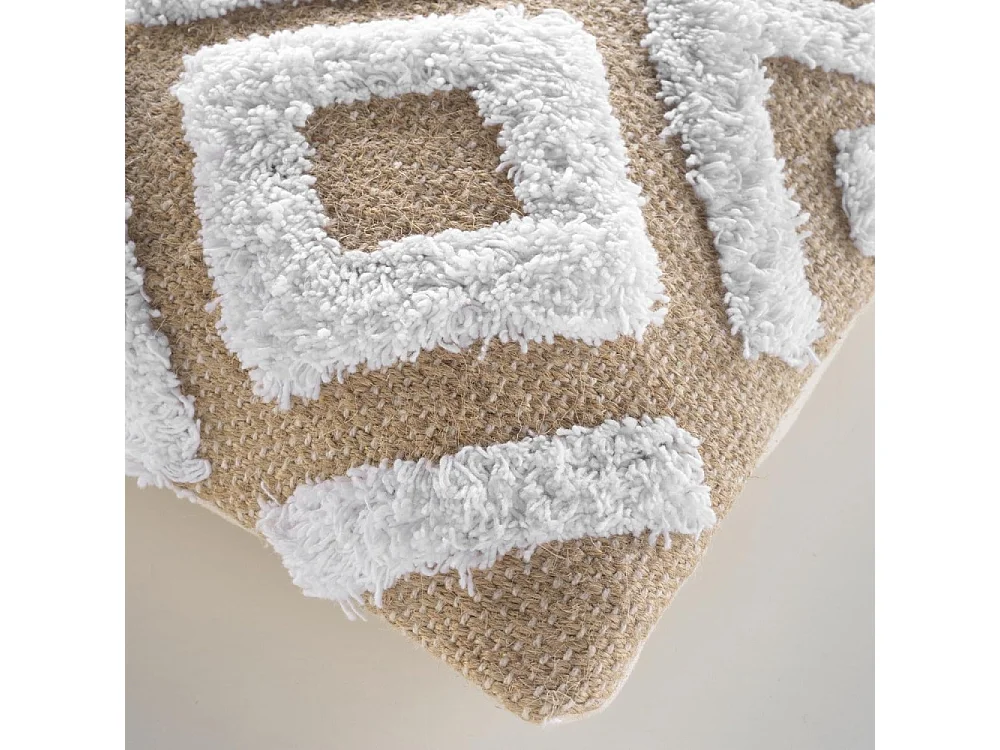 Housse de Coussin Tufté en Jute "Damia" 40x40cm Marron