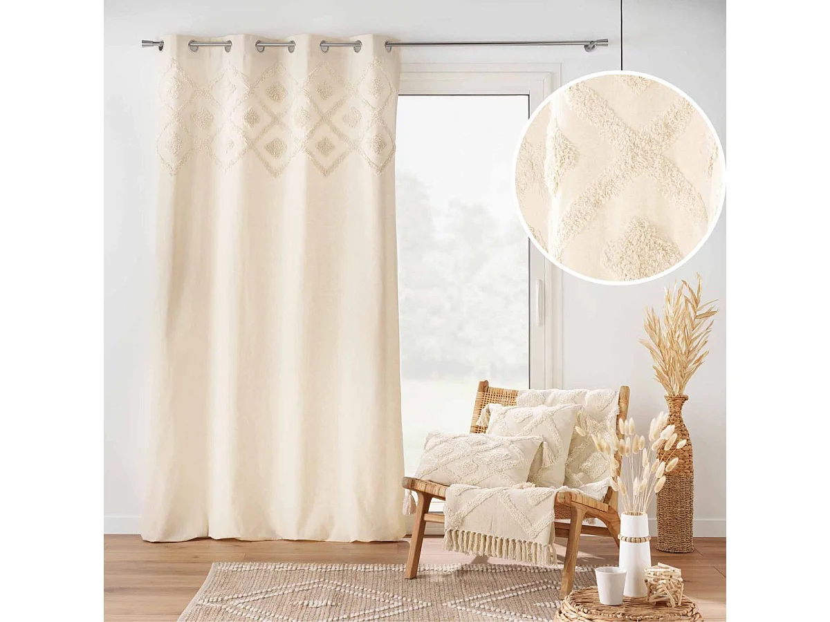 Housse de Coussin Tufté en Jute "Damia" 40x40cm Marron