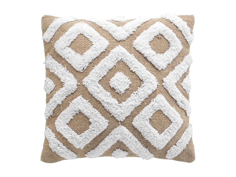 Housse de Coussin Tufté en Jute "Damia" 40x40cm Marron