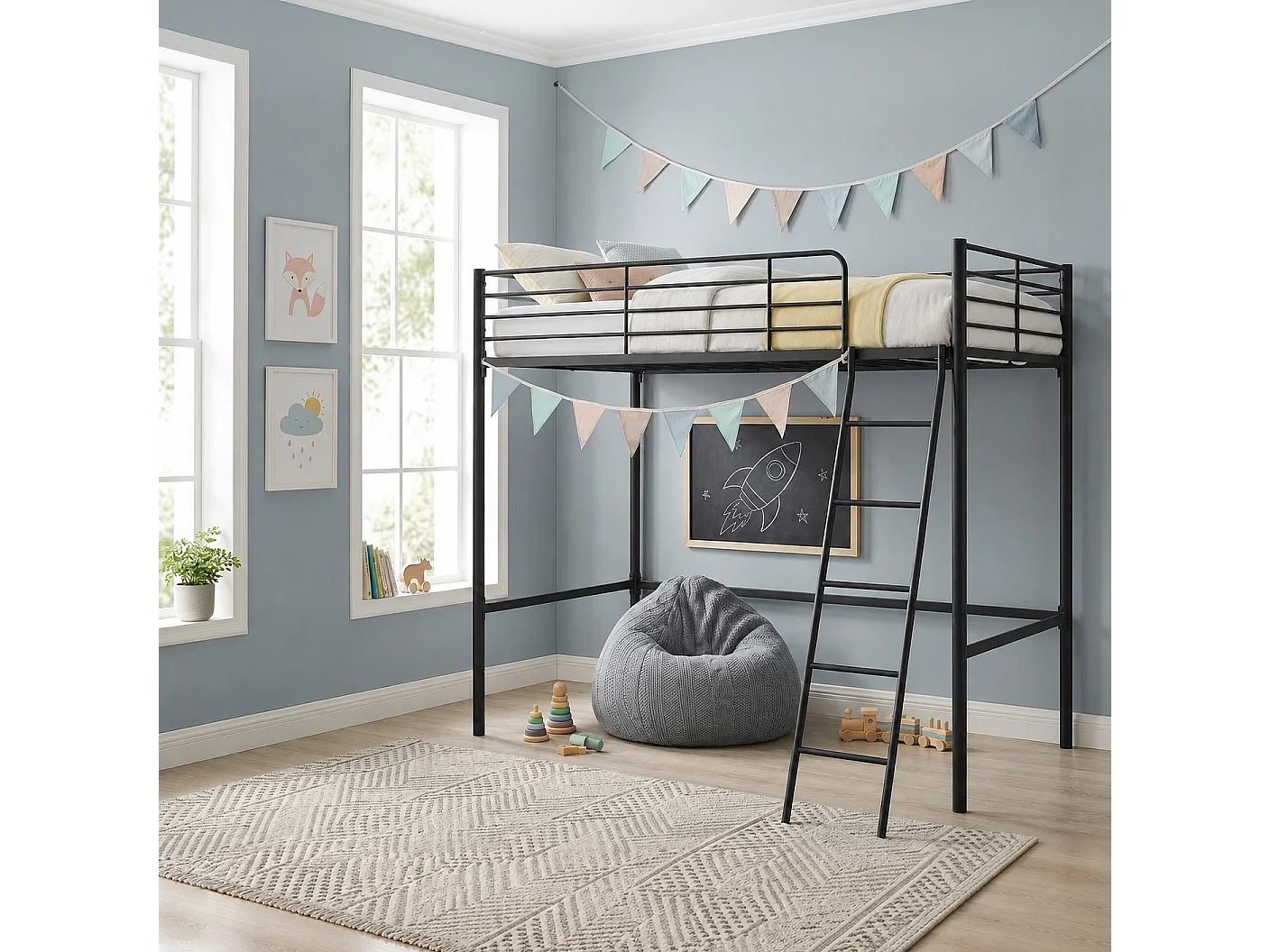 Clove | Letto Letto Alto 90 Nero Metallo