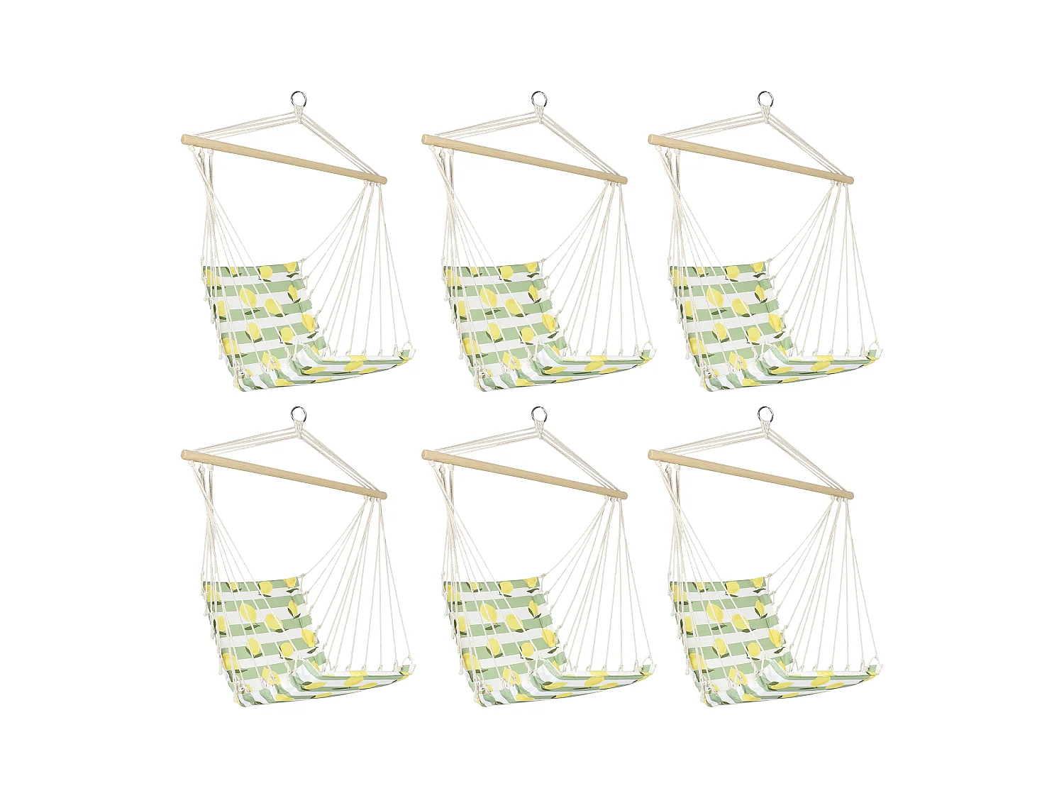 Chaise Suspendue Citrons - Lot De 6 Blanc, Jaune, Vert
