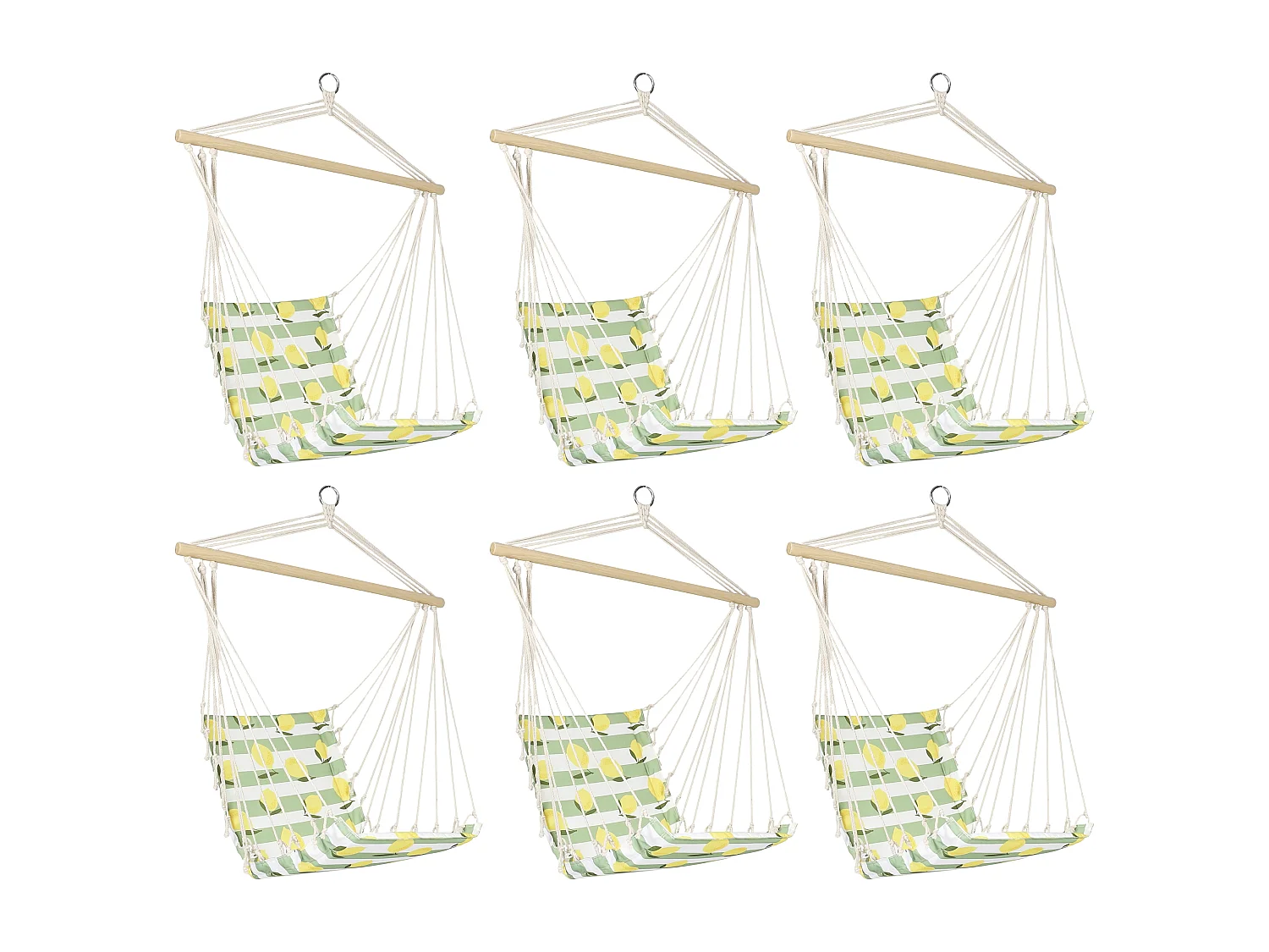 Chaise Suspendue Citrons - Lot De 6 Blanc, Jaune, Vert
