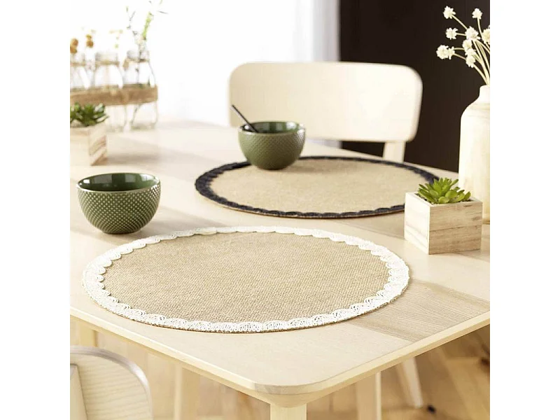 Set de Table Rond en Jute "Darla" 38cm Naturel