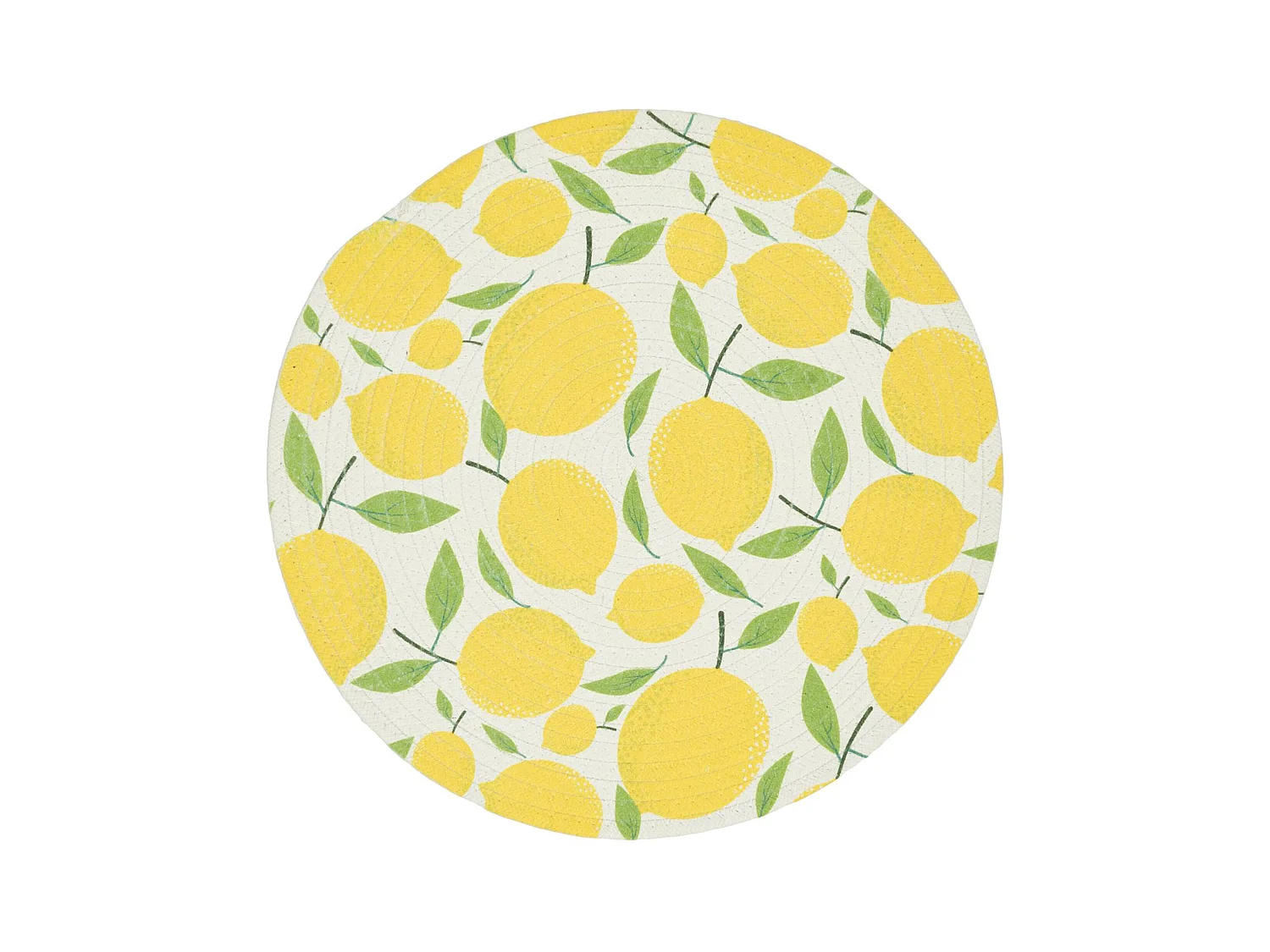 Lot de 2 sets de table en polyester rond 38 cm collection LIMONE motifs citrons jaune