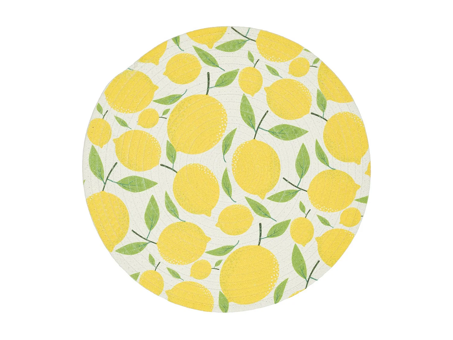 Lot de 2 sets de table en polyester rond 38 cm collection LIMONE motifs citrons jaune