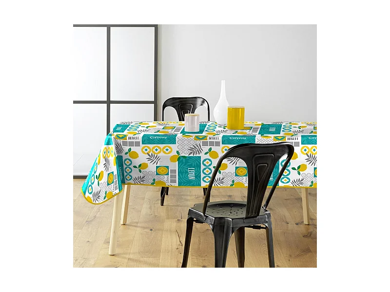 Nappe Toile Cirée "Citronnade" 140x240cm Jaune