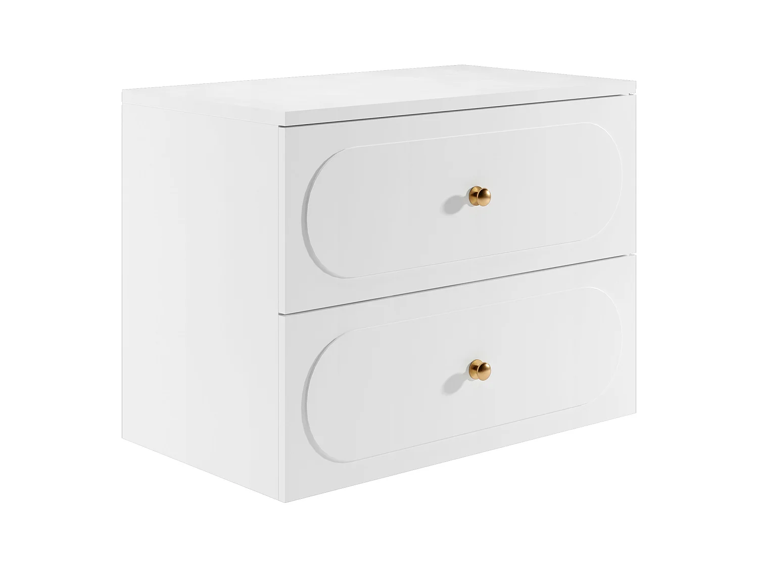 Meuble de salle de bain suspendu  avec vasque à poser ronde - Blanc - 80 cm - SATOBAL