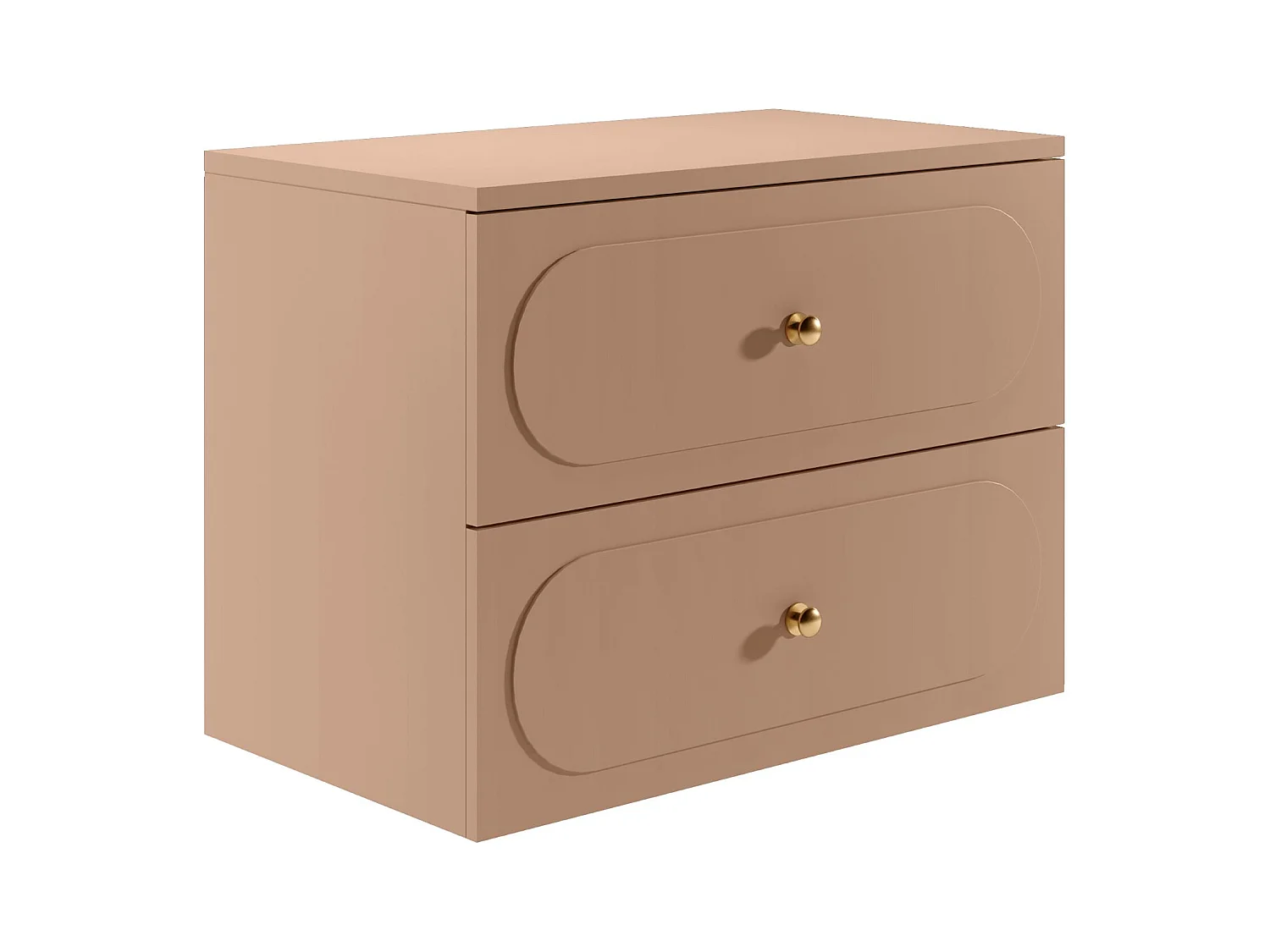 Meuble de salle de bain suspendu  avec vasque à poser ronde - Vieux rose - 80 cm - SATOBAL