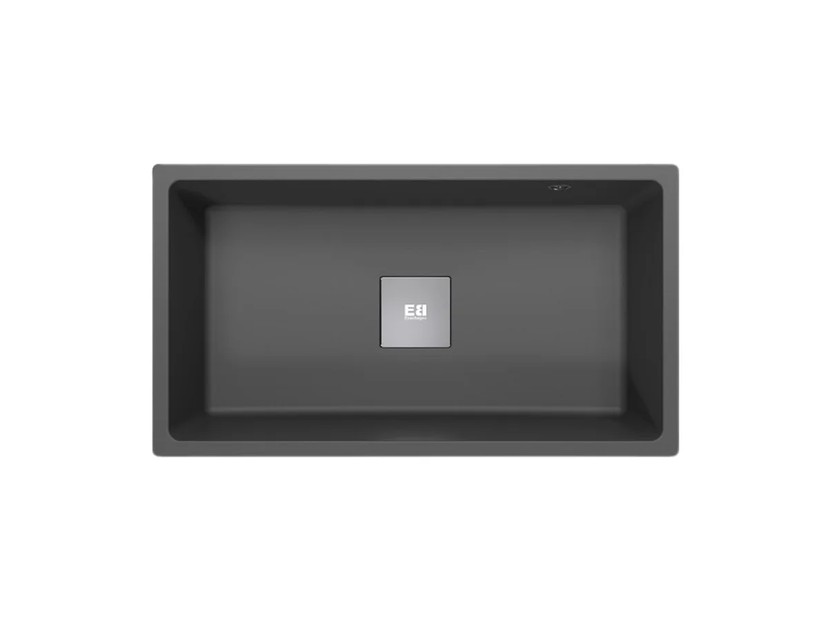 Carrit Spüle 1 großes Becken allein 78x43.5 Granit schwarz Essebagno