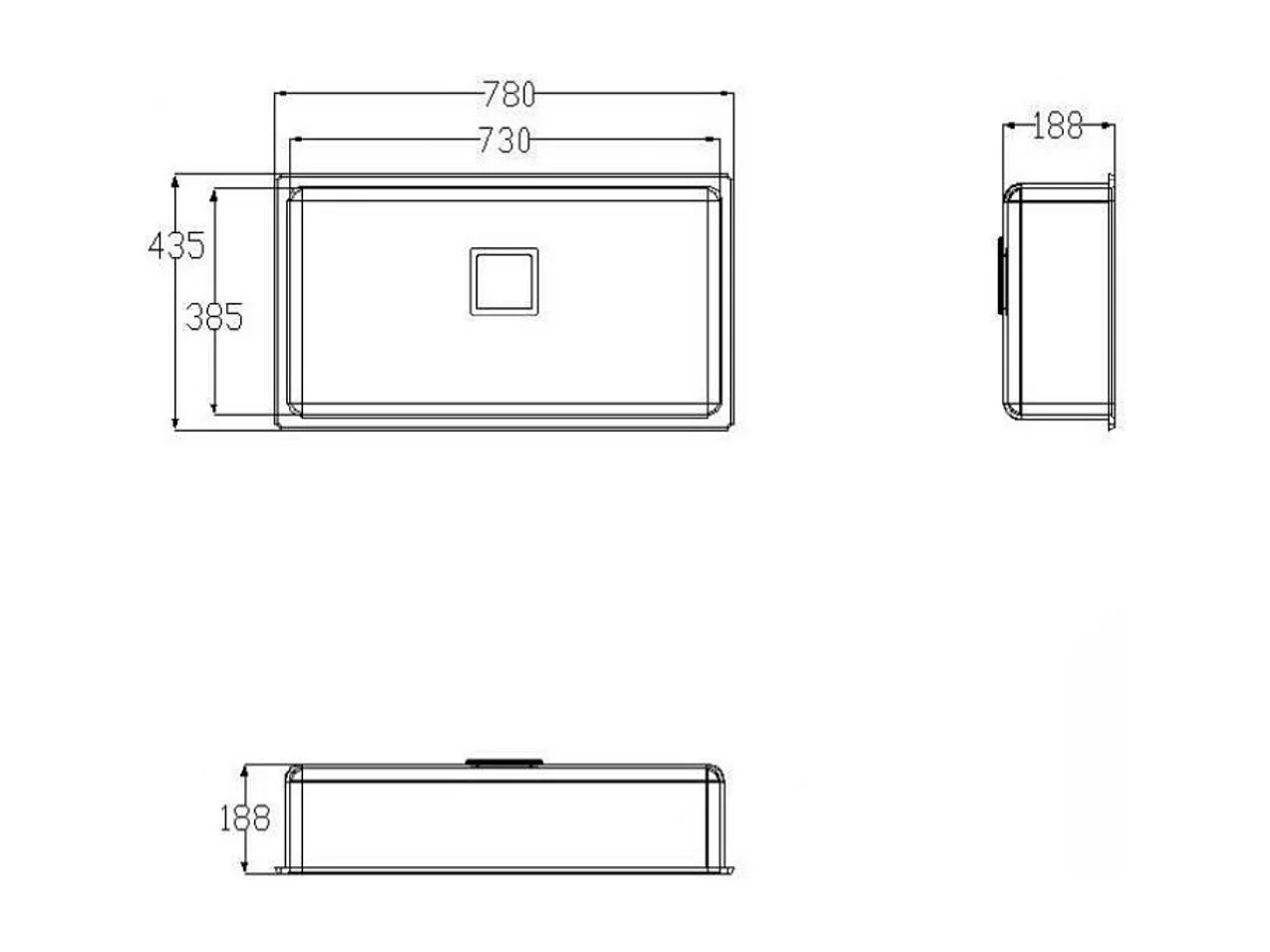 Carrit Spüle 1 großes Becken allein 78x43.5 Granit schwarz Essebagno