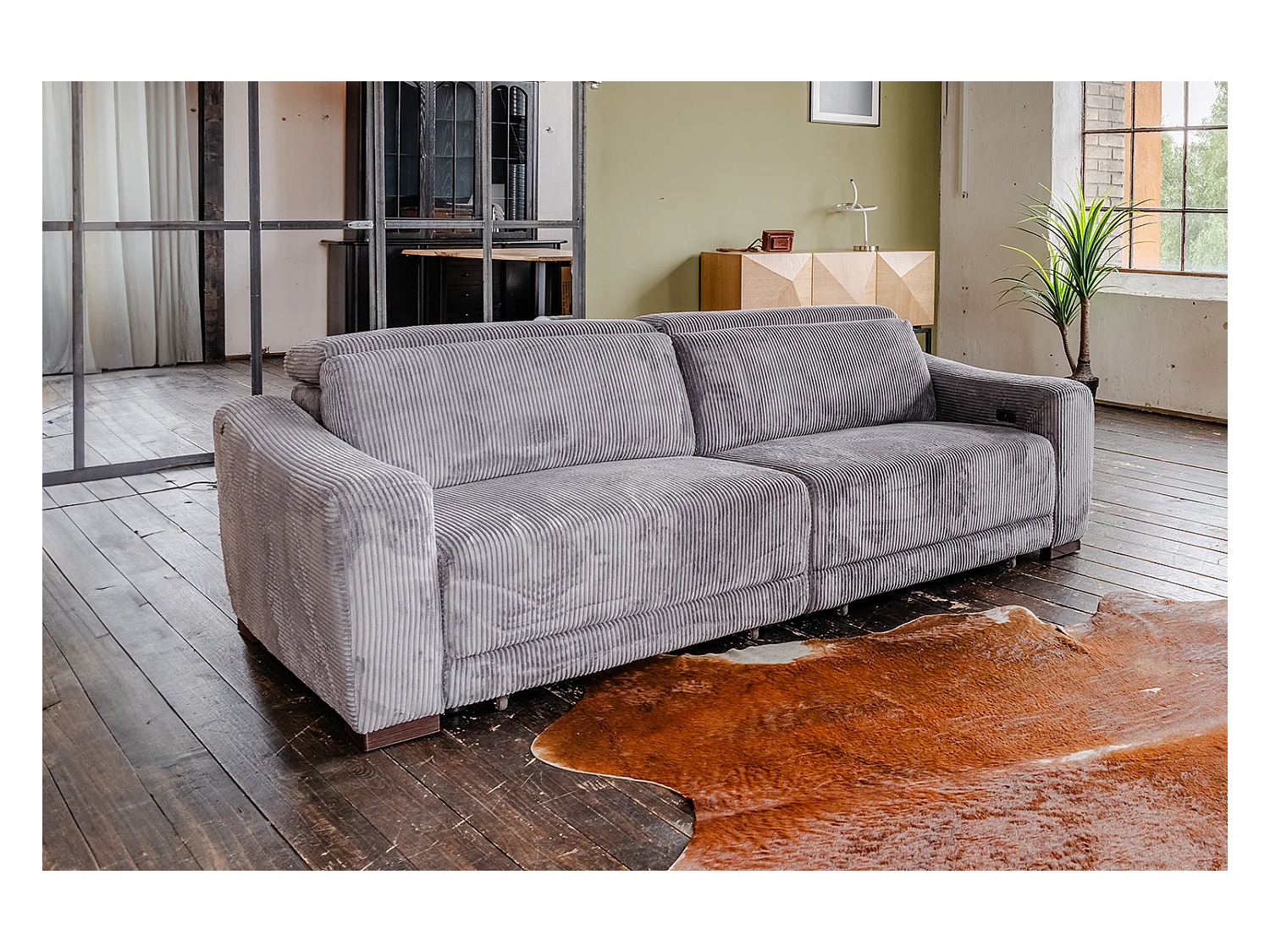 Canapé - anthracite Velours côtelé - KIANA