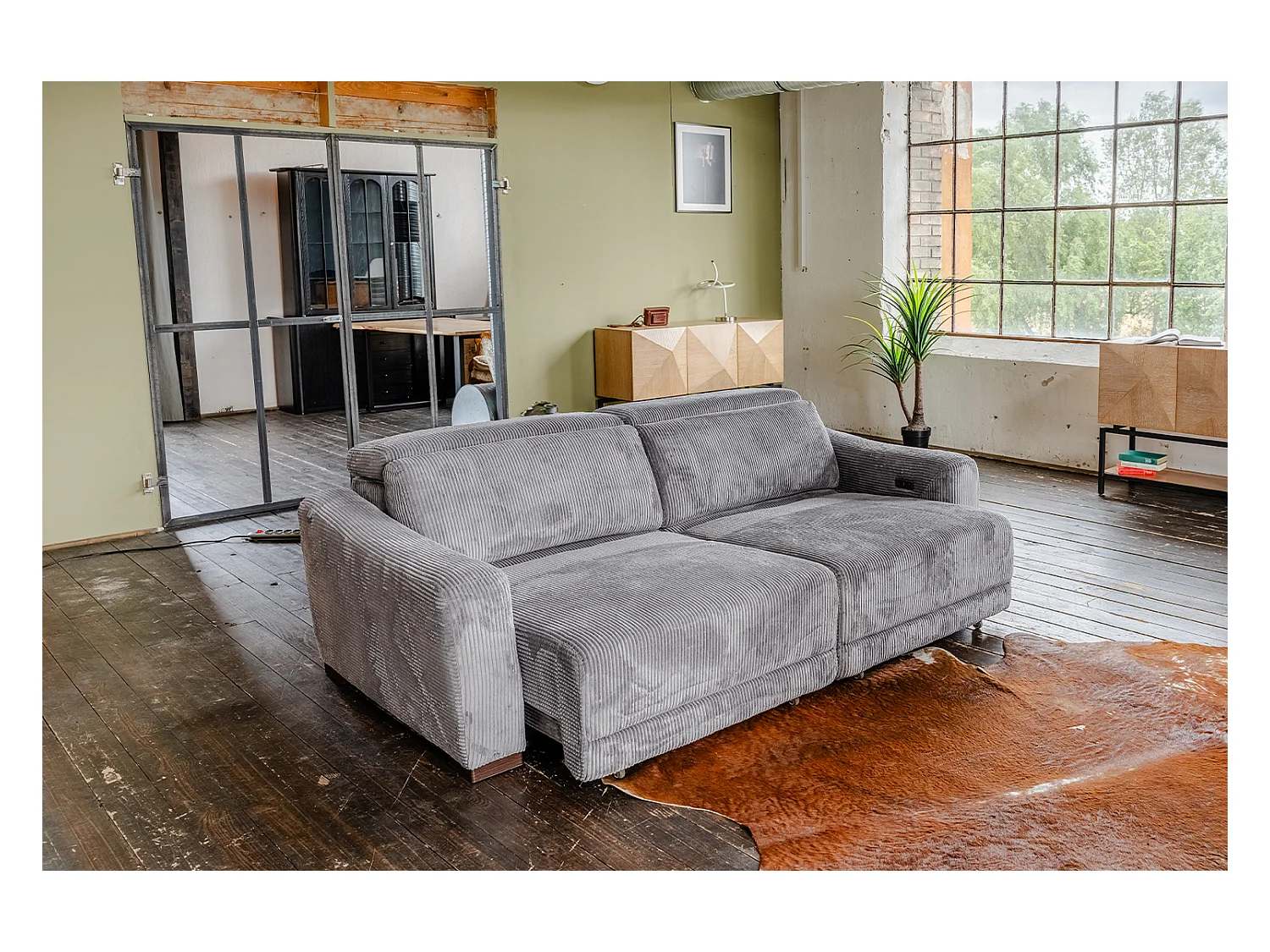 Canapé - anthracite Velours côtelé - KIANA