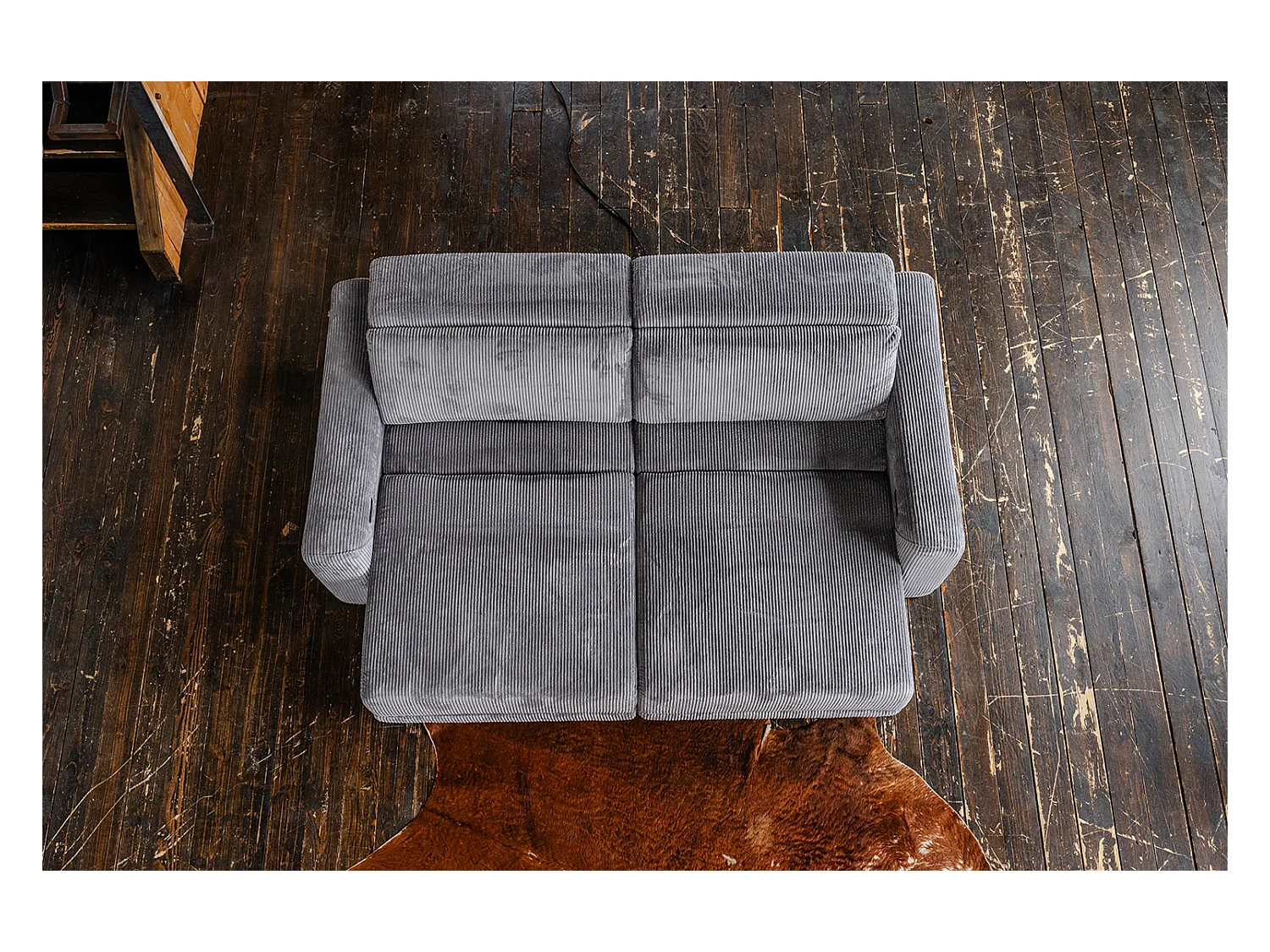 Canapé - anthracite Velours côtelé - KIANA