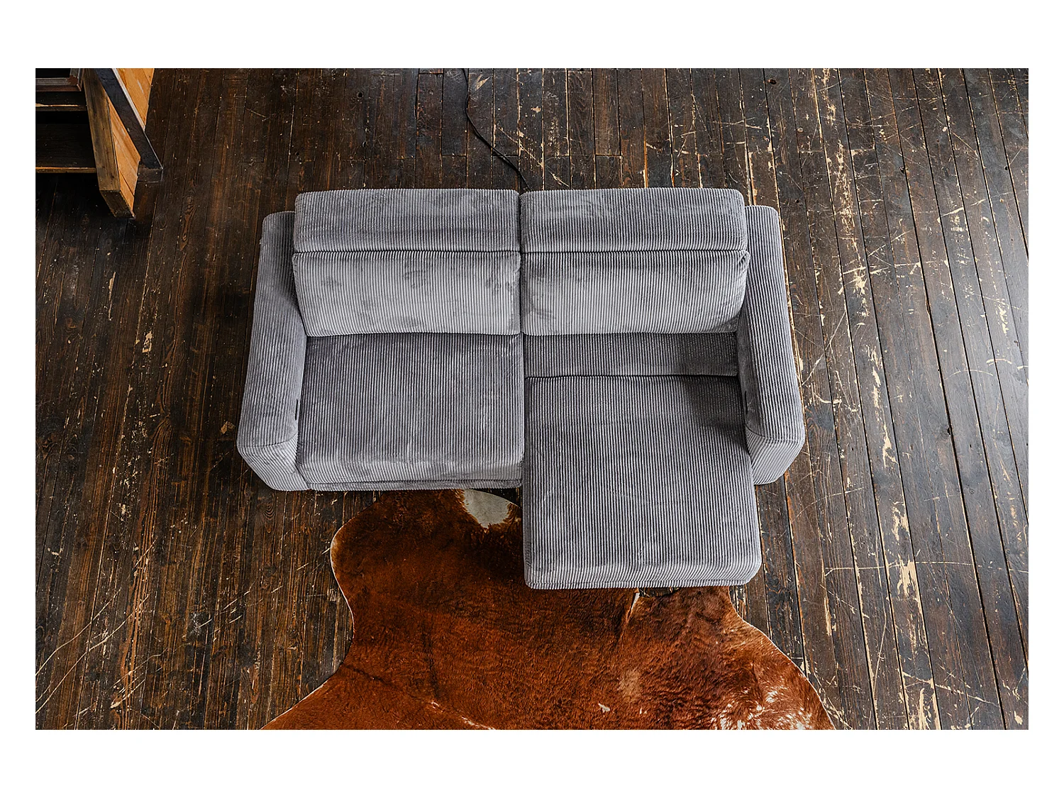 Canapé - anthracite Velours côtelé - KIANA