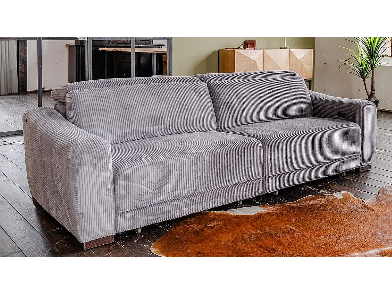 Canapé - anthracite Velours côtelé - KIANA