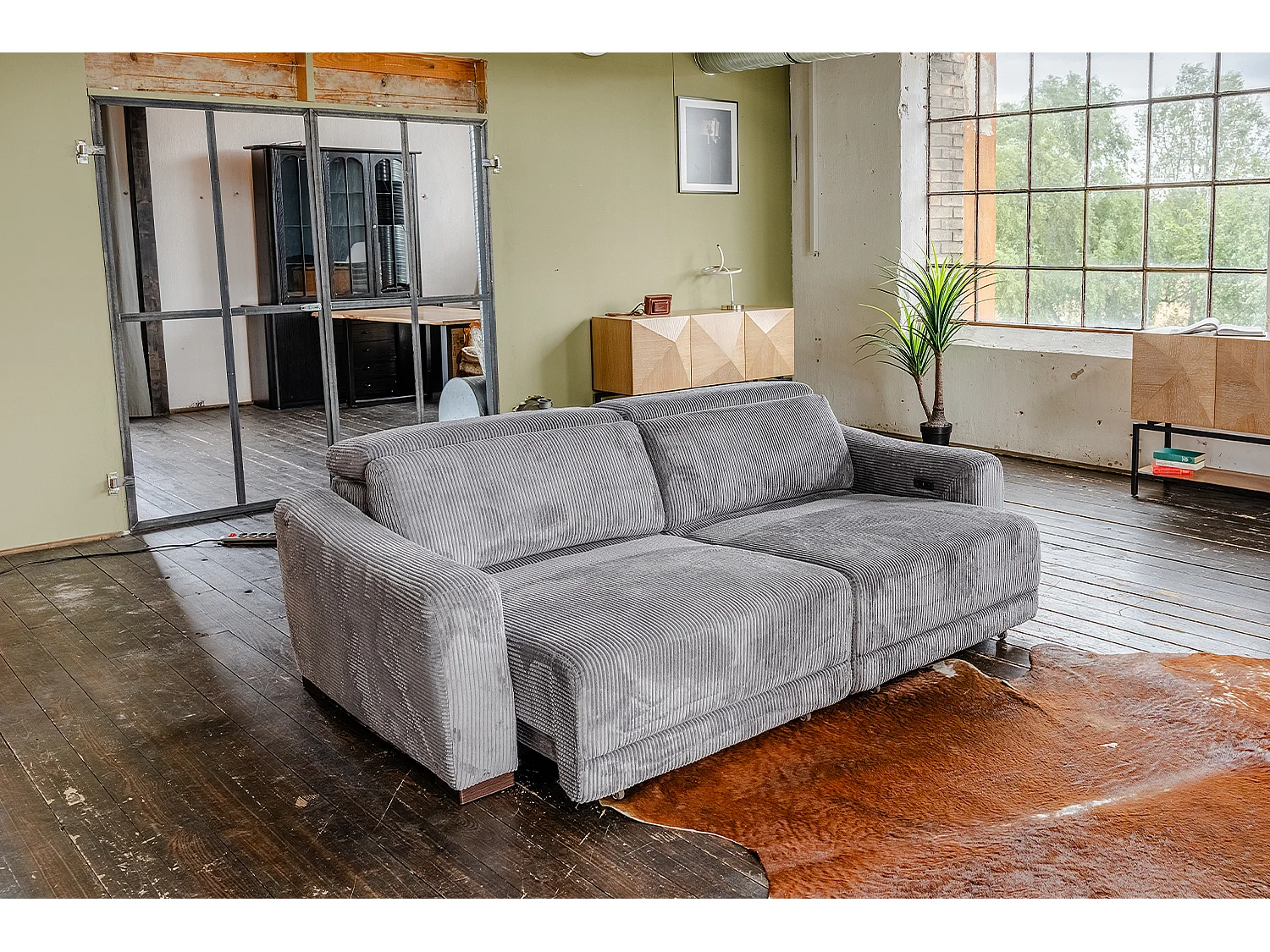 Canapé - anthracite Velours côtelé - KIANA