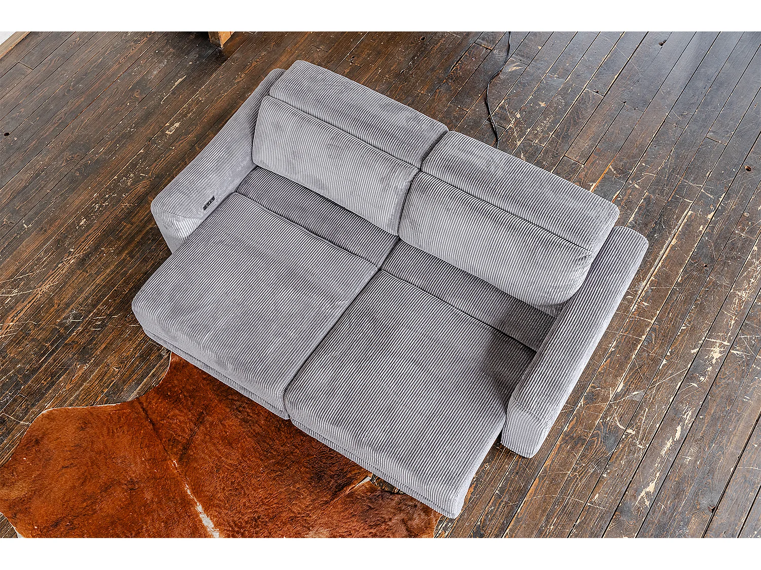 Canapé - anthracite Velours côtelé - KIANA