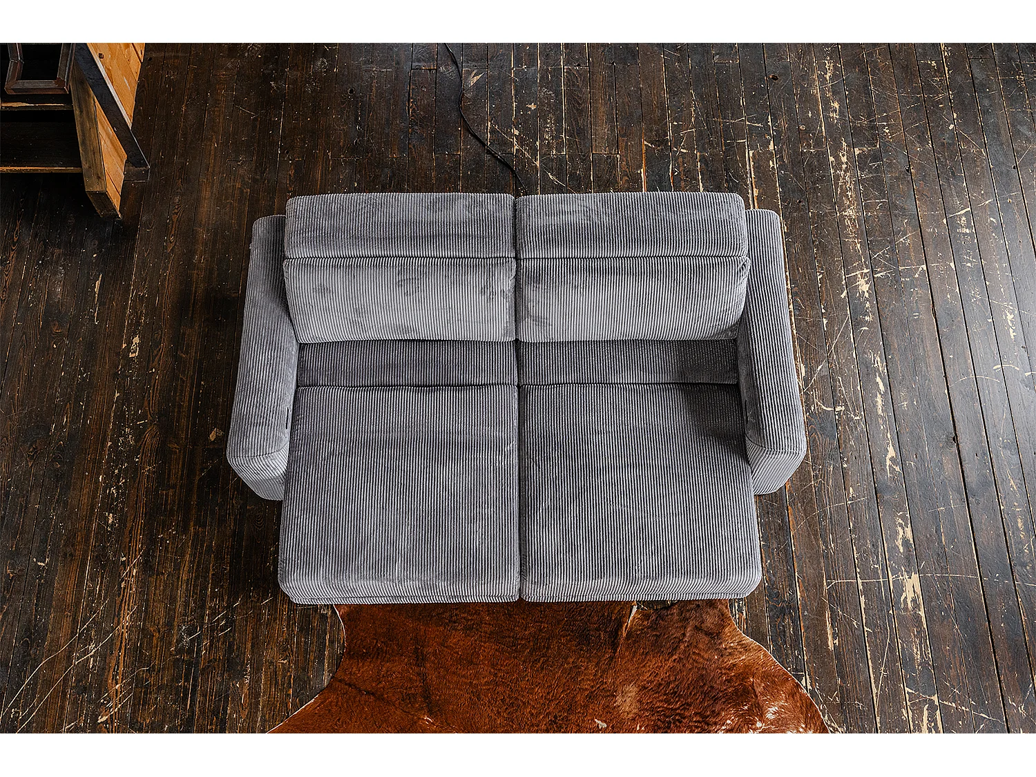 Canapé - anthracite Velours côtelé - KIANA