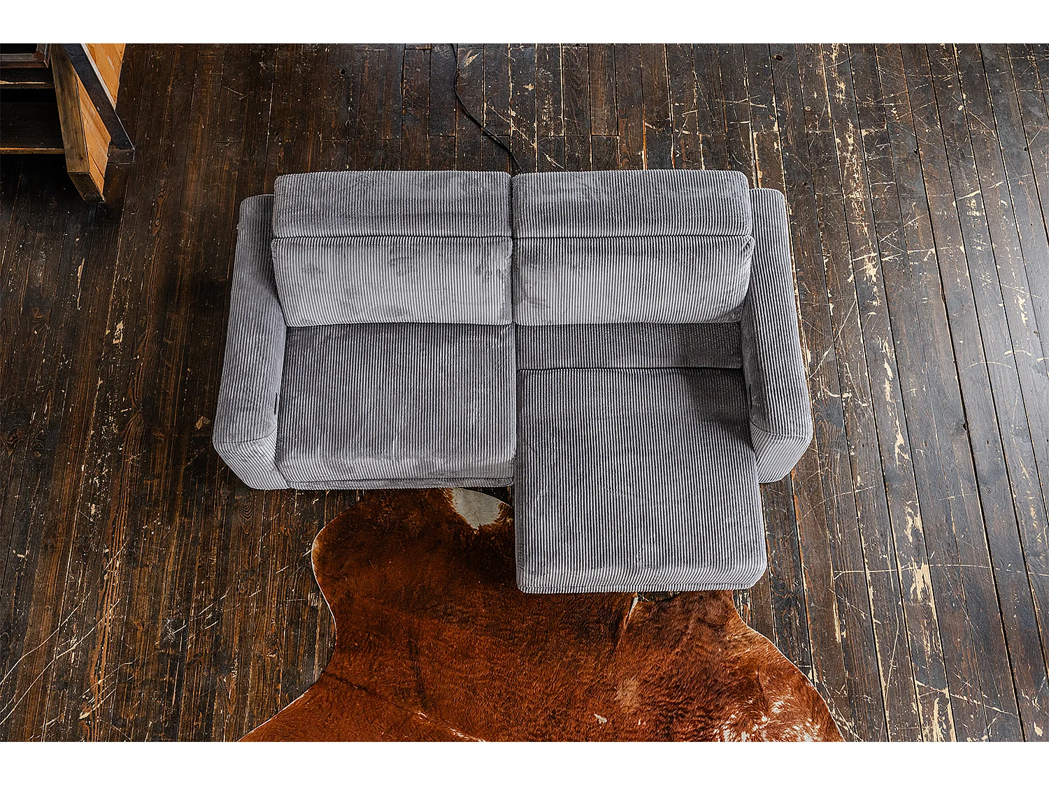 Canapé - anthracite Velours côtelé - KIANA