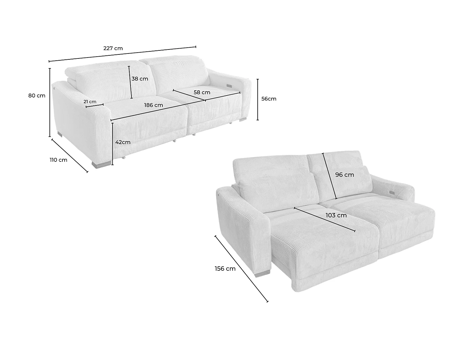 Sofa - Anthrazit Cord - KIANA