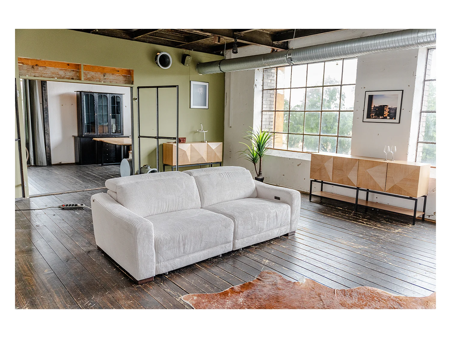 Canapé - blanc crème Velours côtelé - KIANA