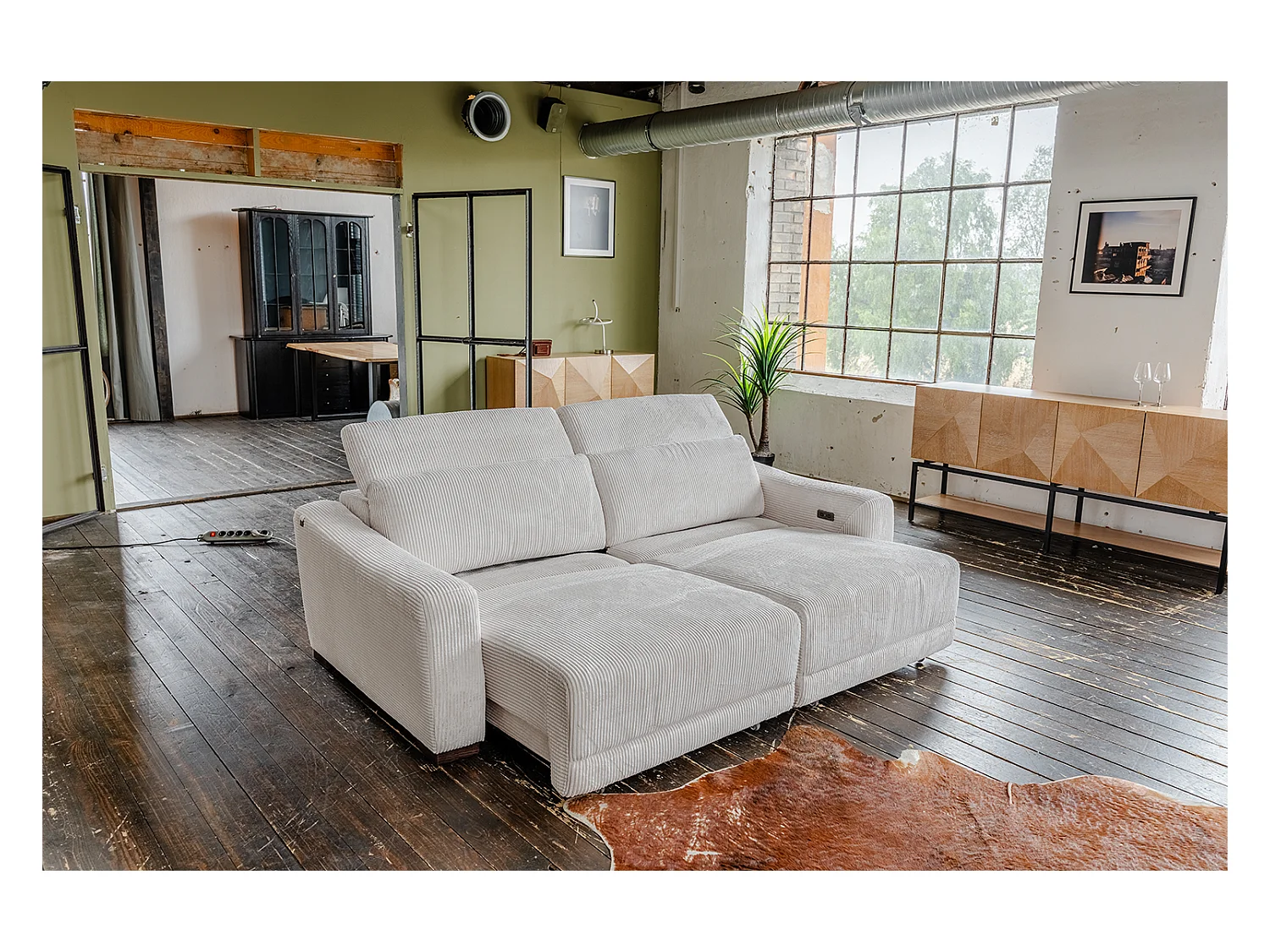 Canapé - blanc crème Velours côtelé - KIANA