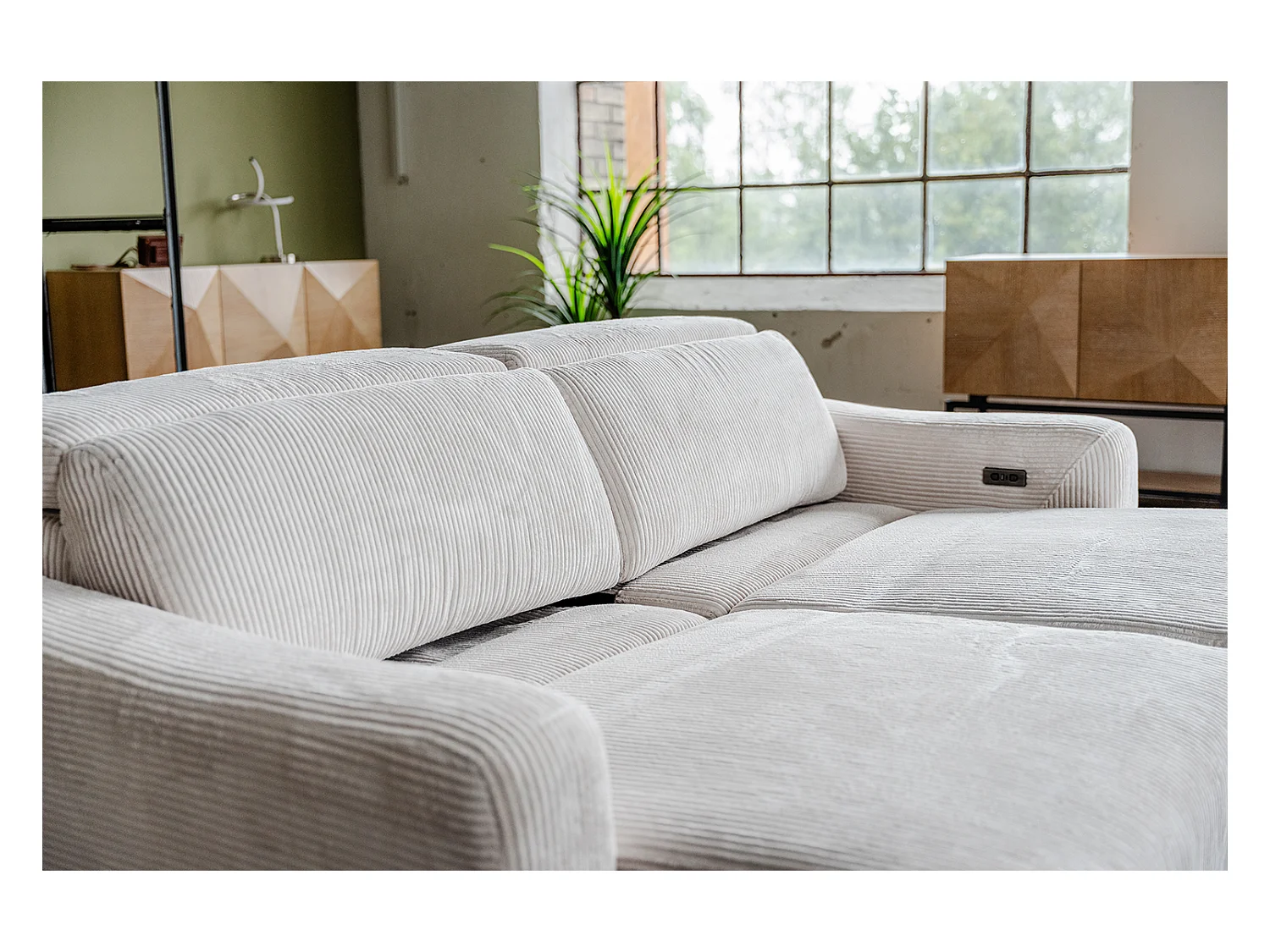 Canapé - blanc crème Velours côtelé - KIANA