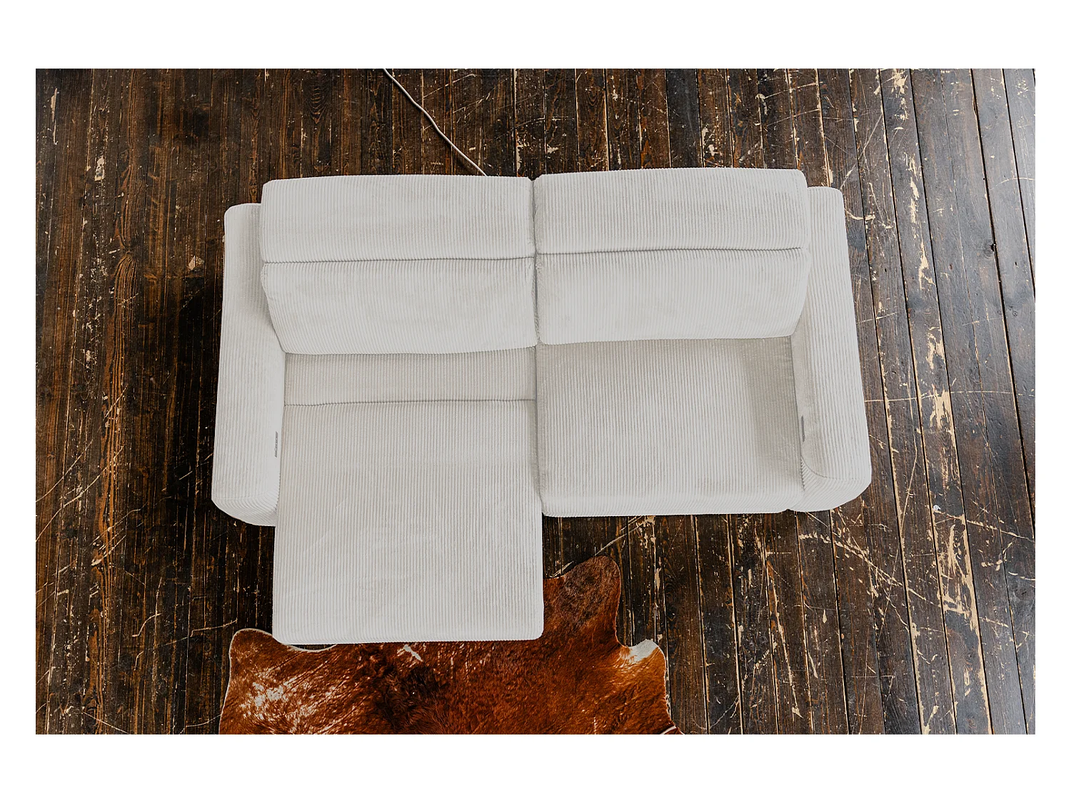 Canapé - blanc crème Velours côtelé - KIANA