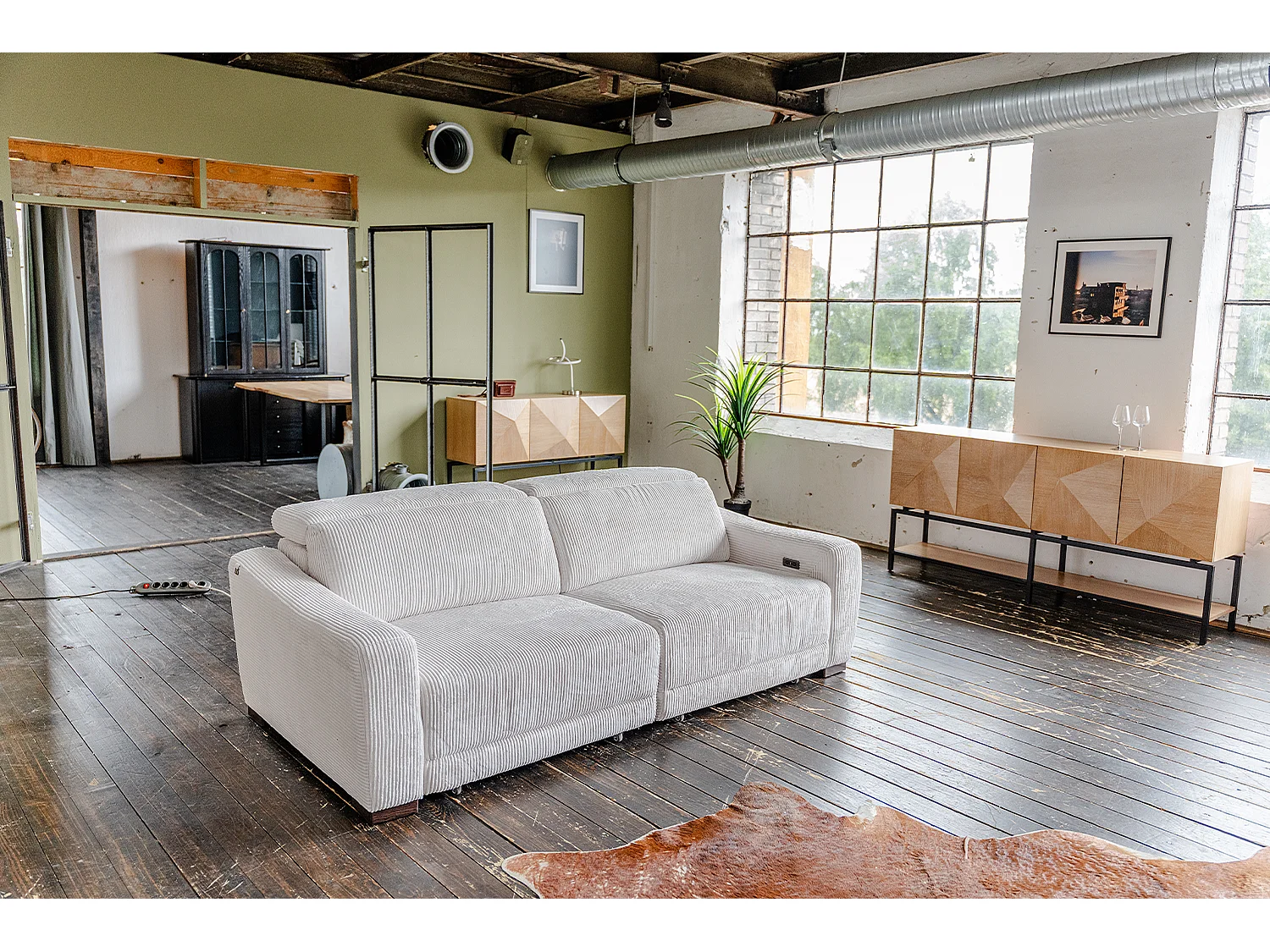 Canapé - blanc crème Velours côtelé - KIANA